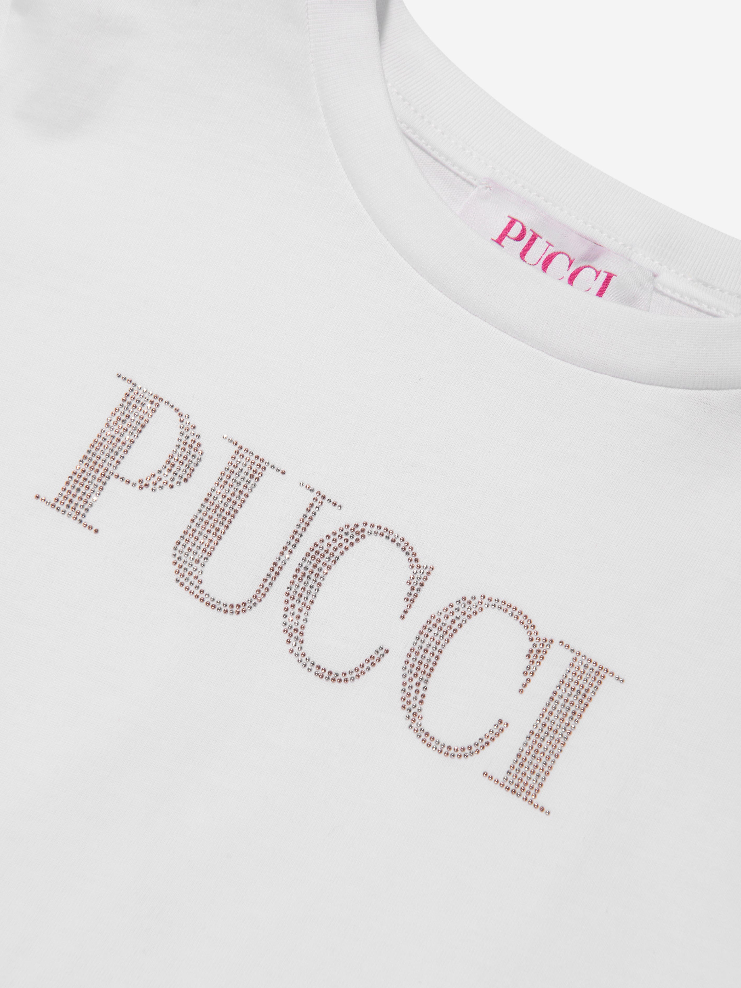 Pucci Girls Logo T-Shirt in White