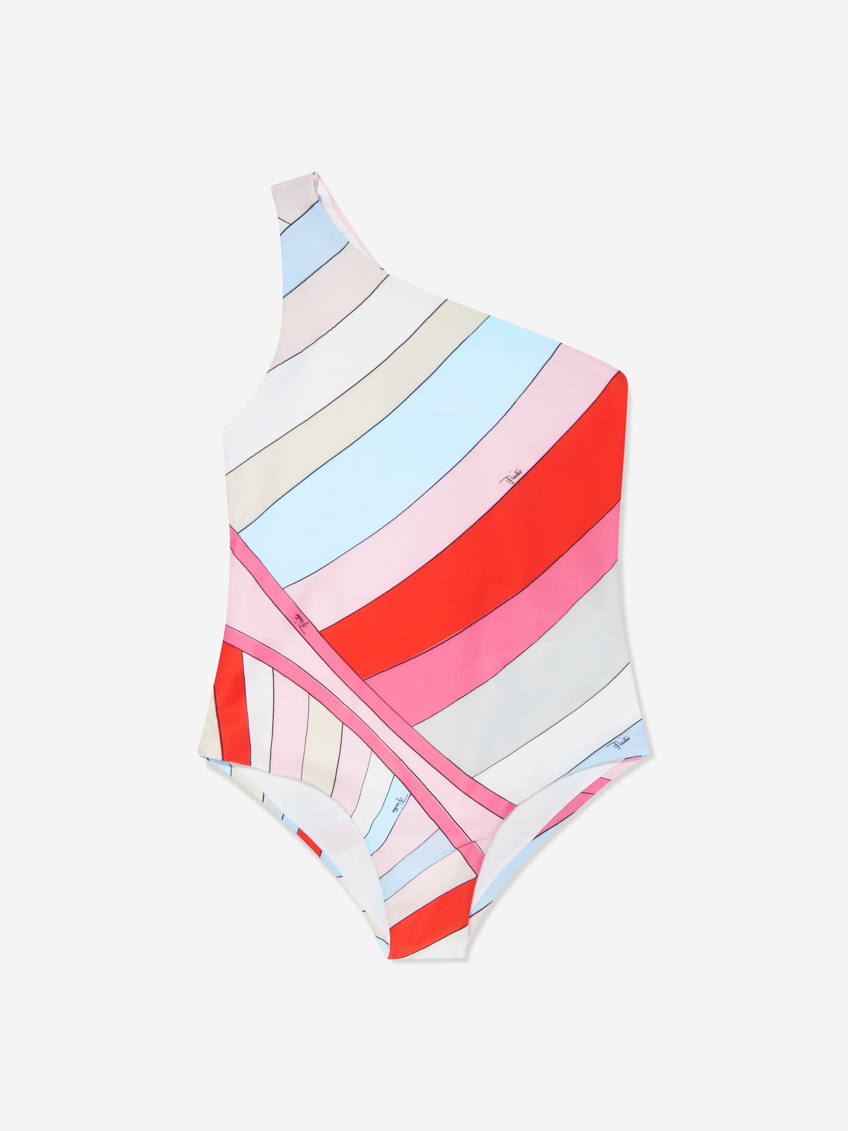 Pucci Girls One Shoulder Swimsuit in Multicolour