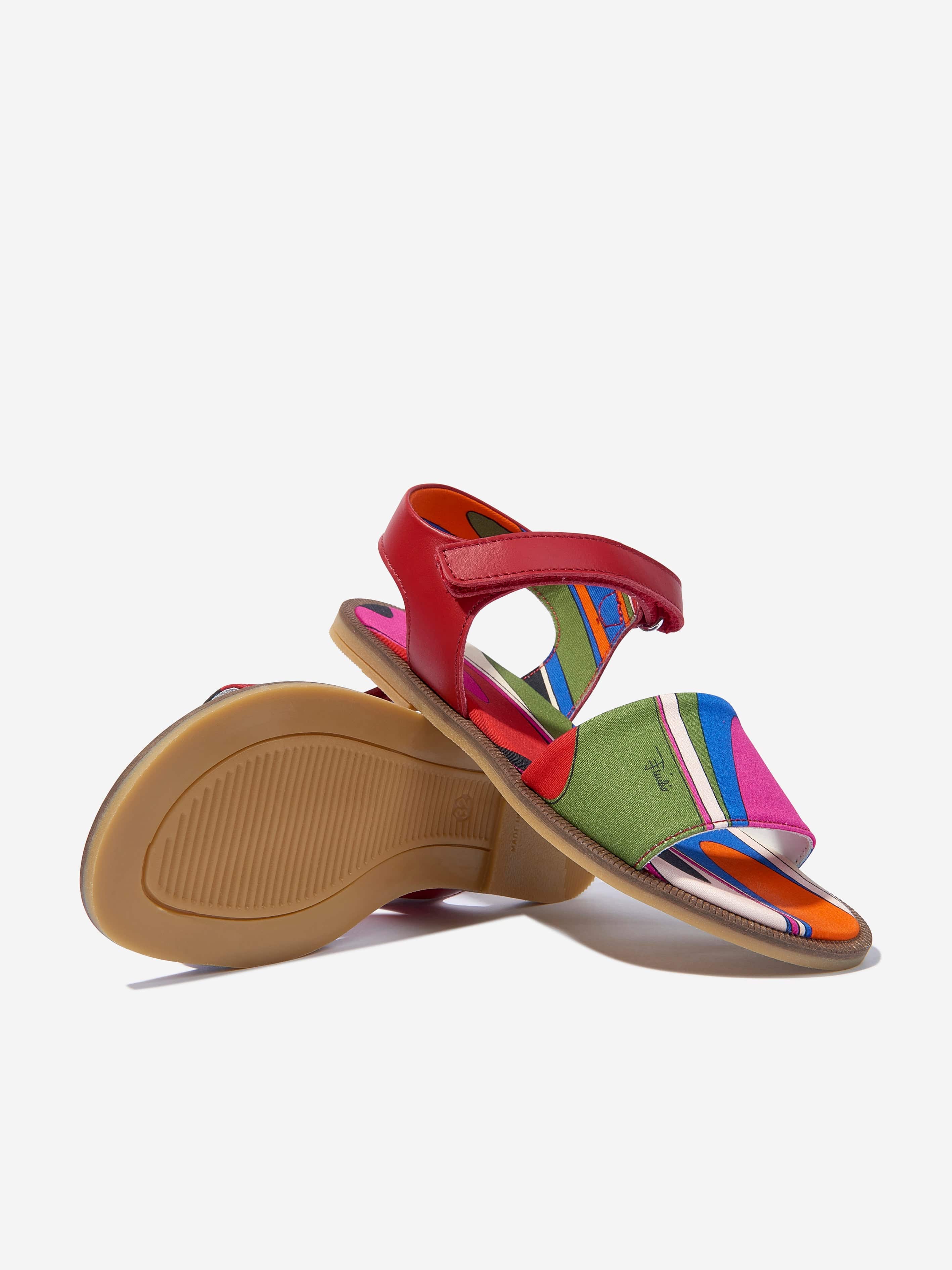 Pucci Girls Onde Print Sandals in Multicolour