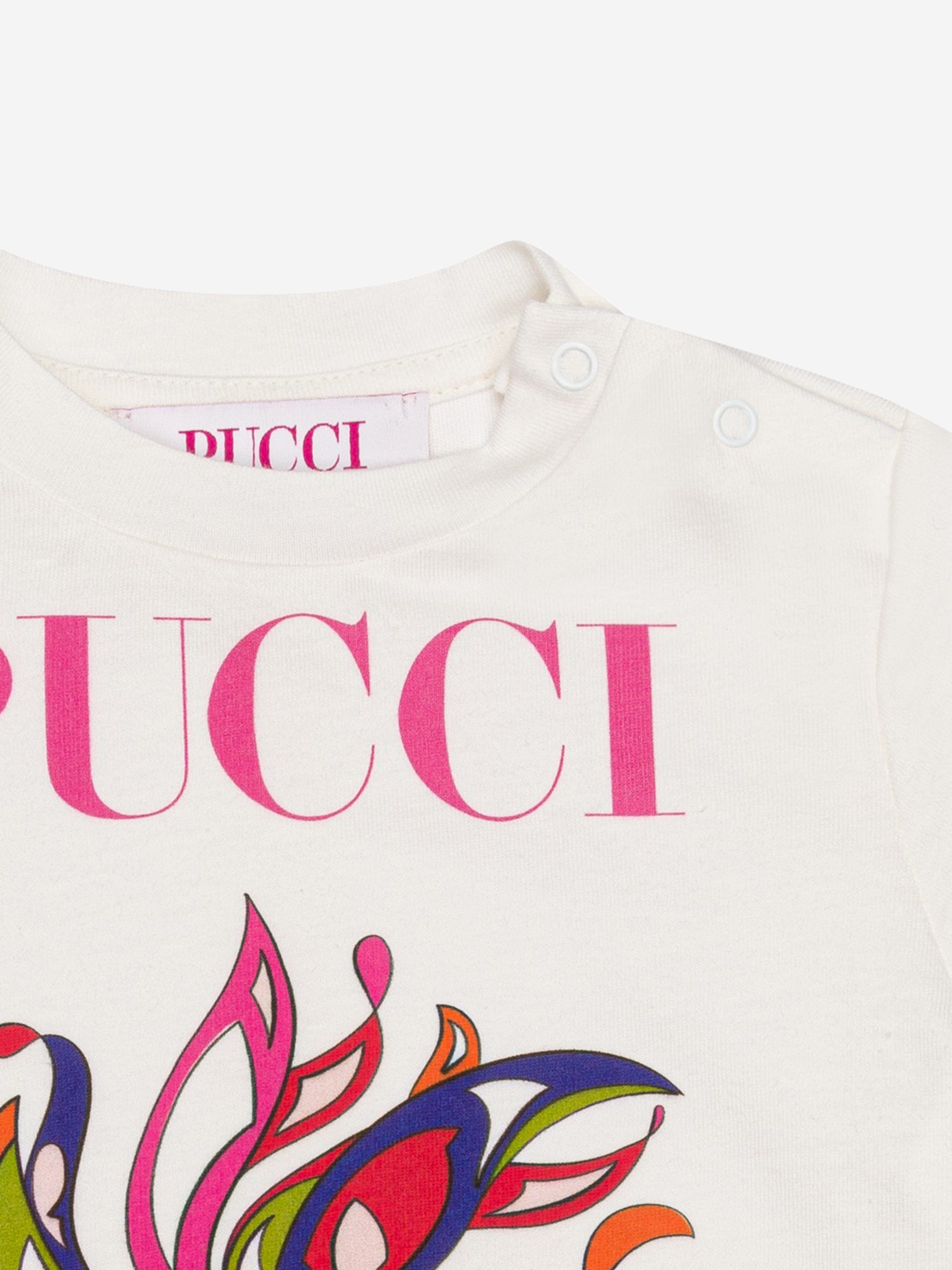 Pucci Baby Girls Flower Logo T-Shirt in Ivory