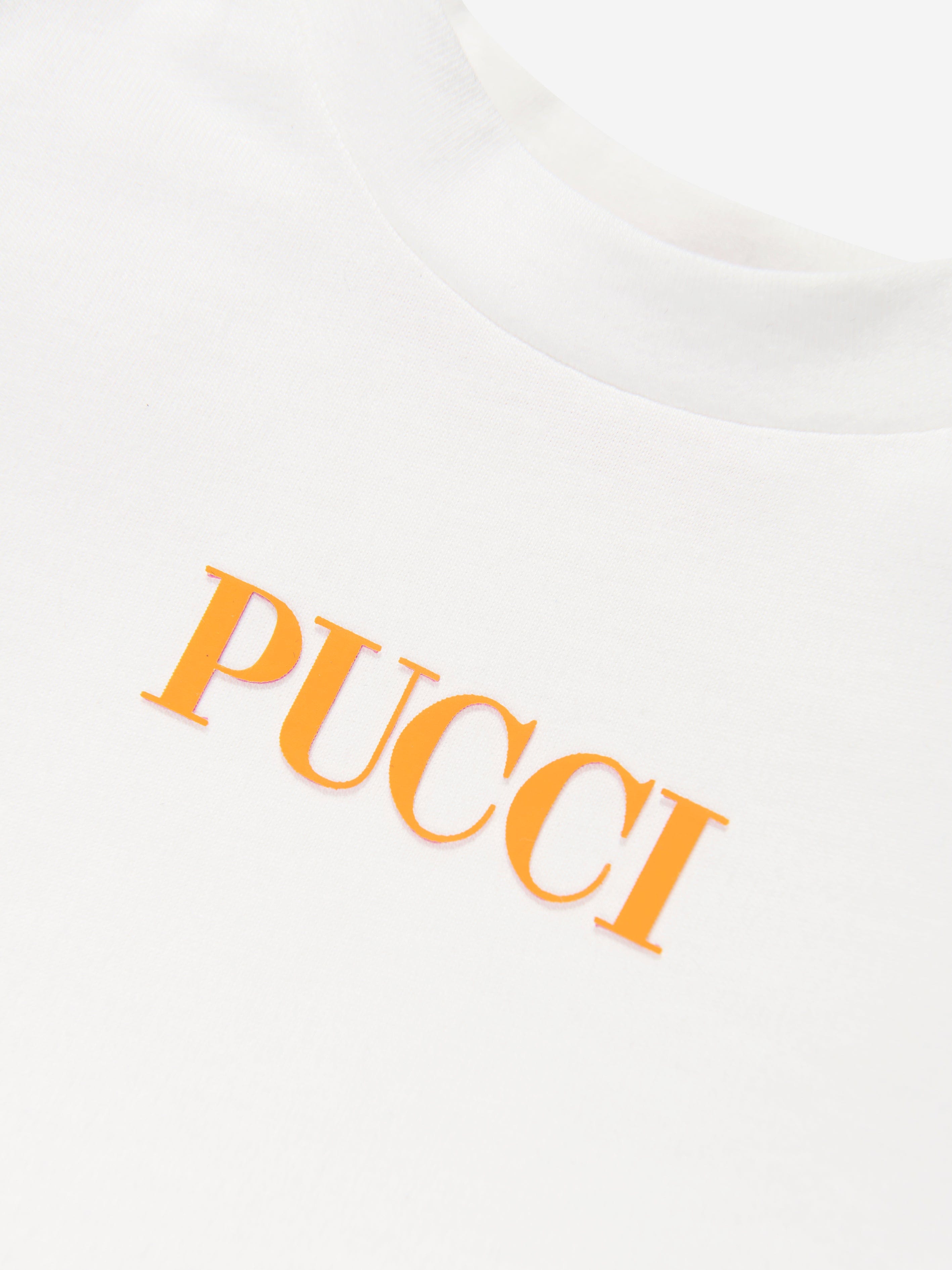 Pucci Baby Girls Logo T-Shirt in Ivory