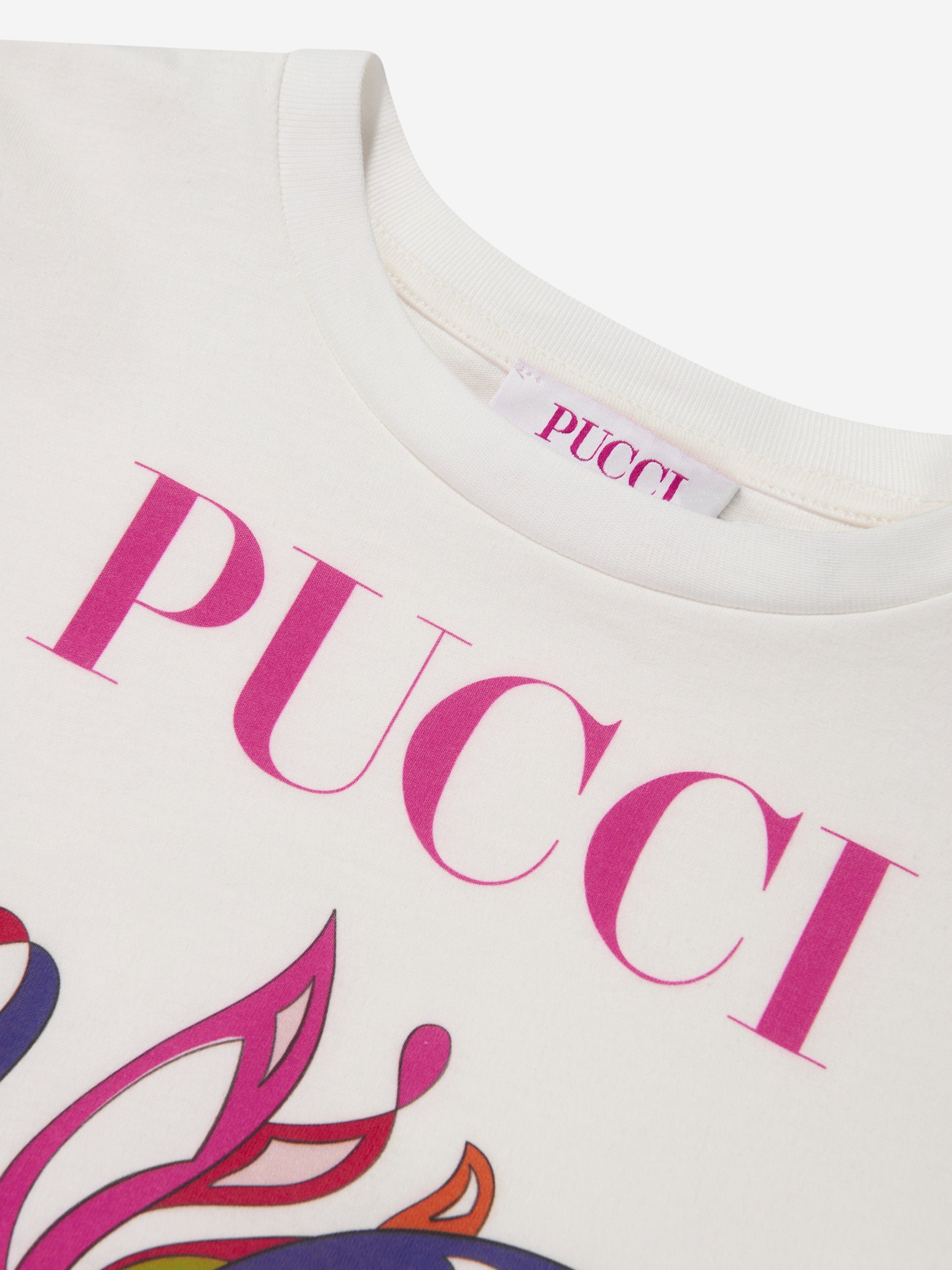 Pucci Girls Flower Logo T-Shirt in Ivory