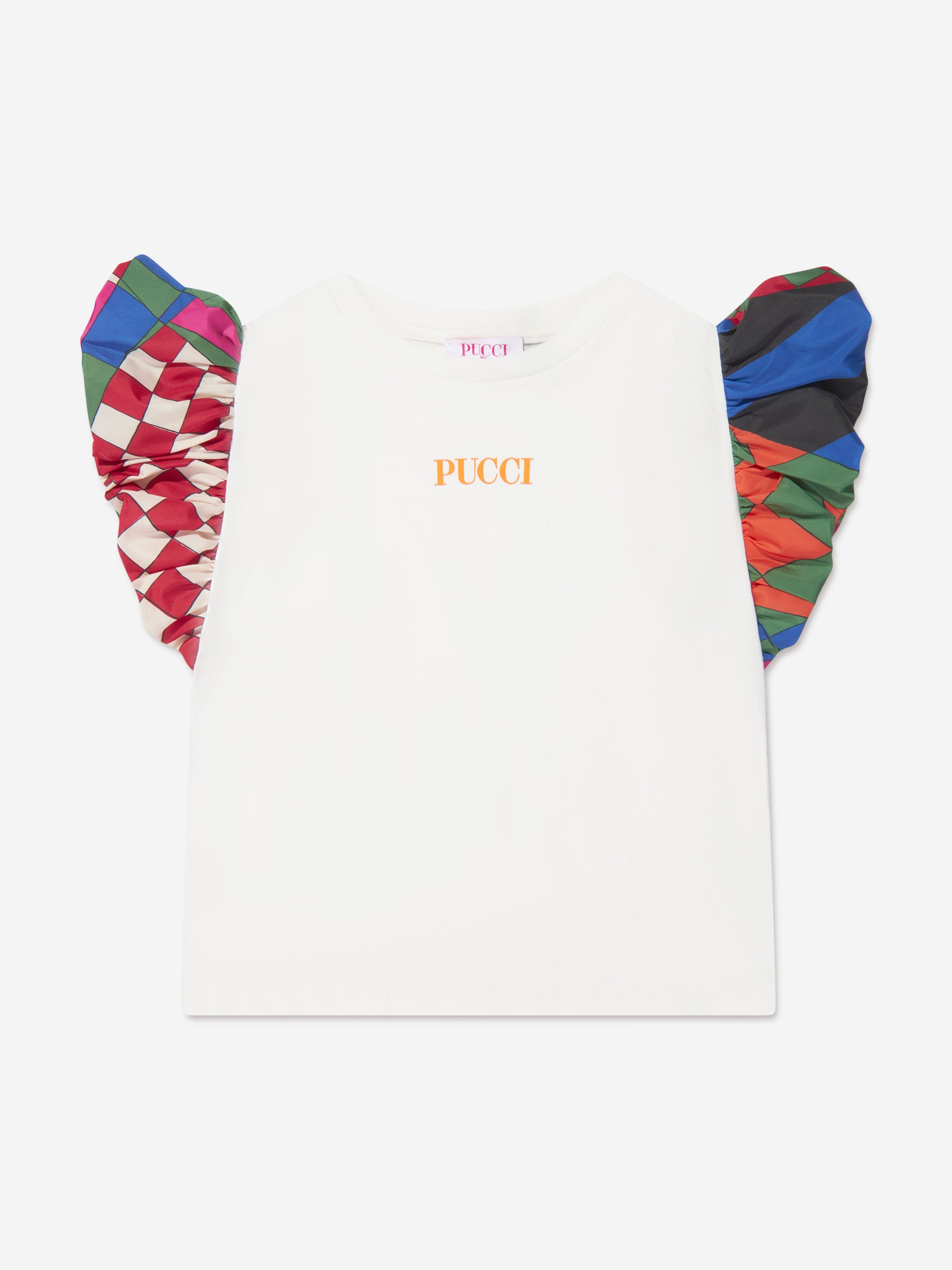 Pucci Girls Logo T-Shirt in Ivory