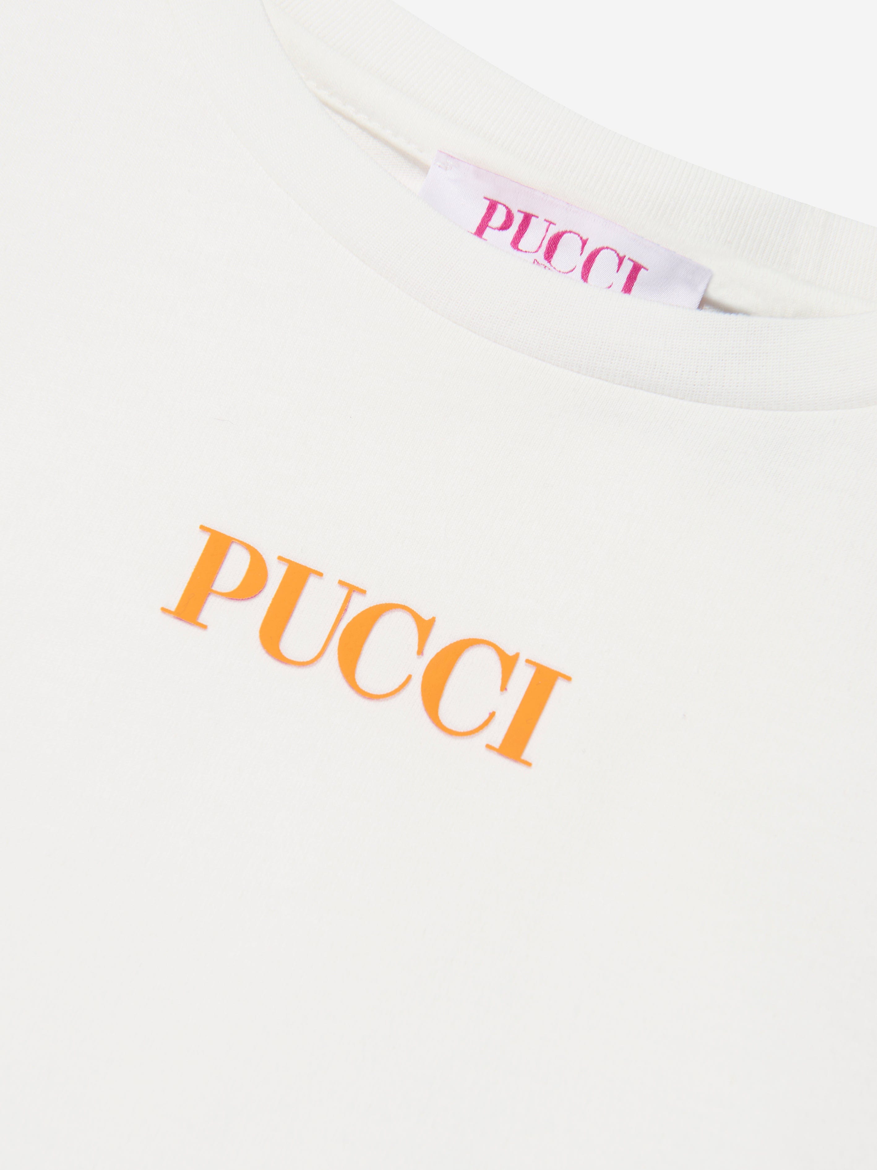 Pucci Girls Logo T-Shirt in Ivory