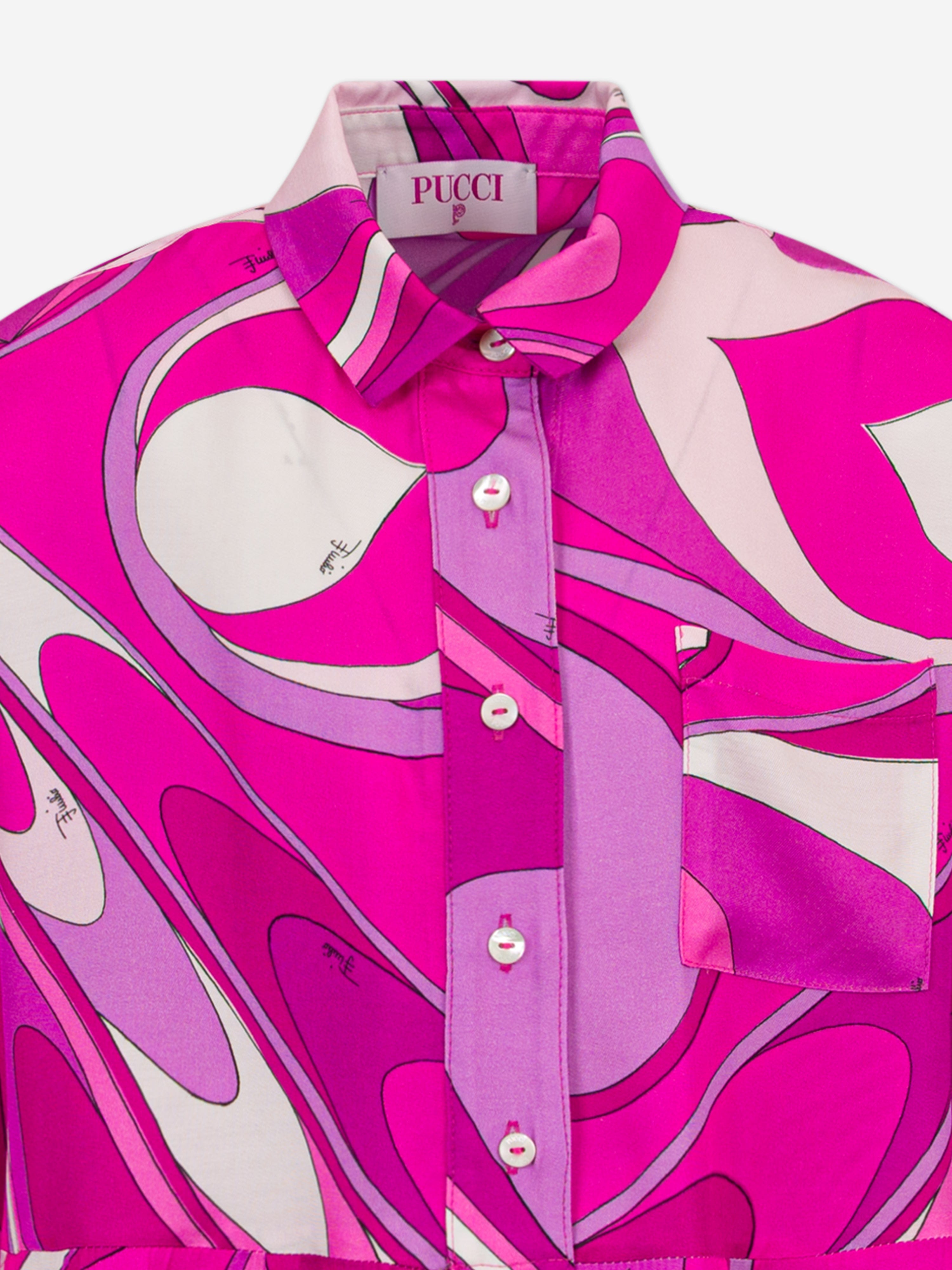 PUCCI Girls Onde Shirt Dress in Pink