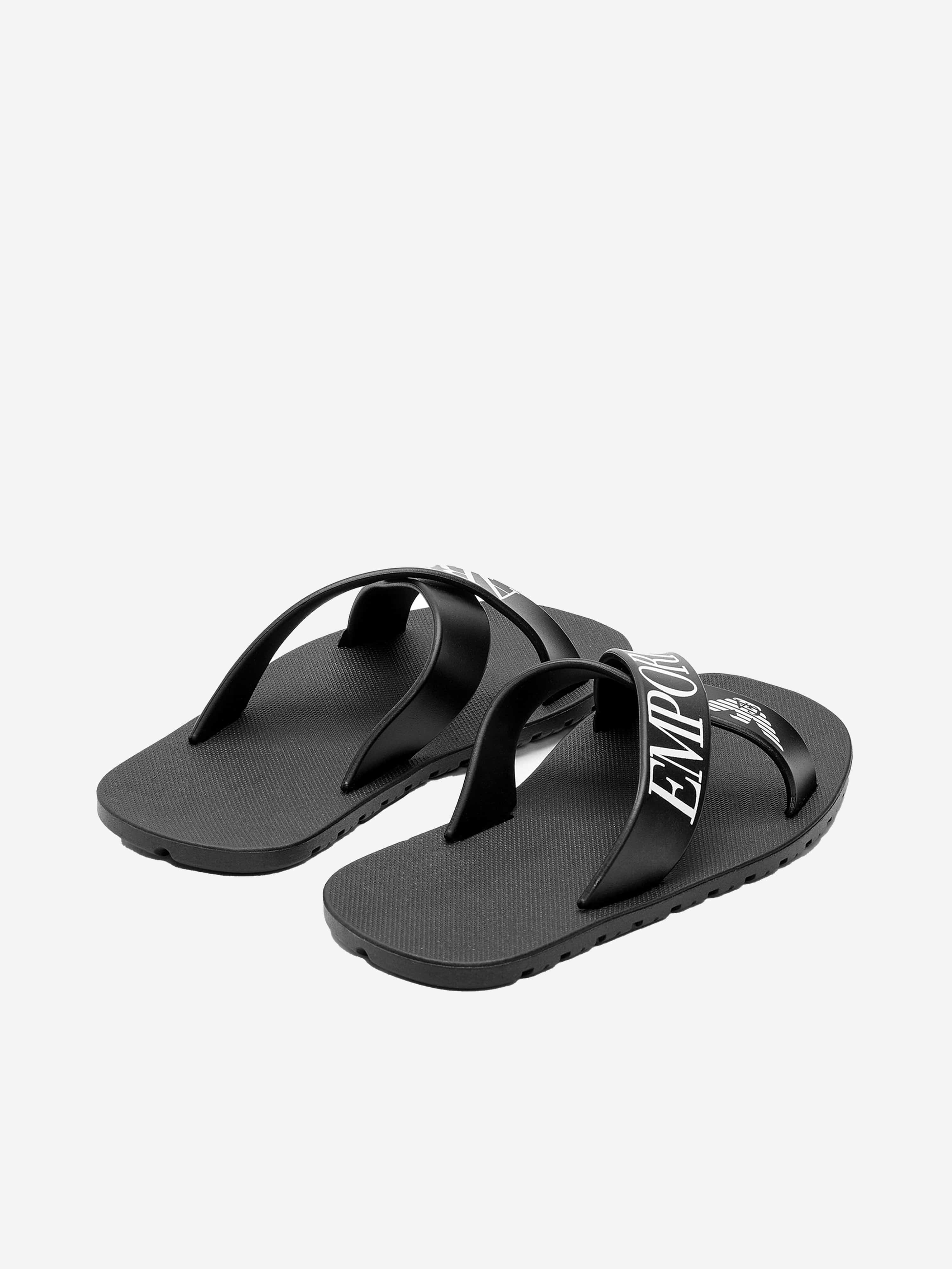 Emporio Armani Boys PVC Logo Print Flip Flops