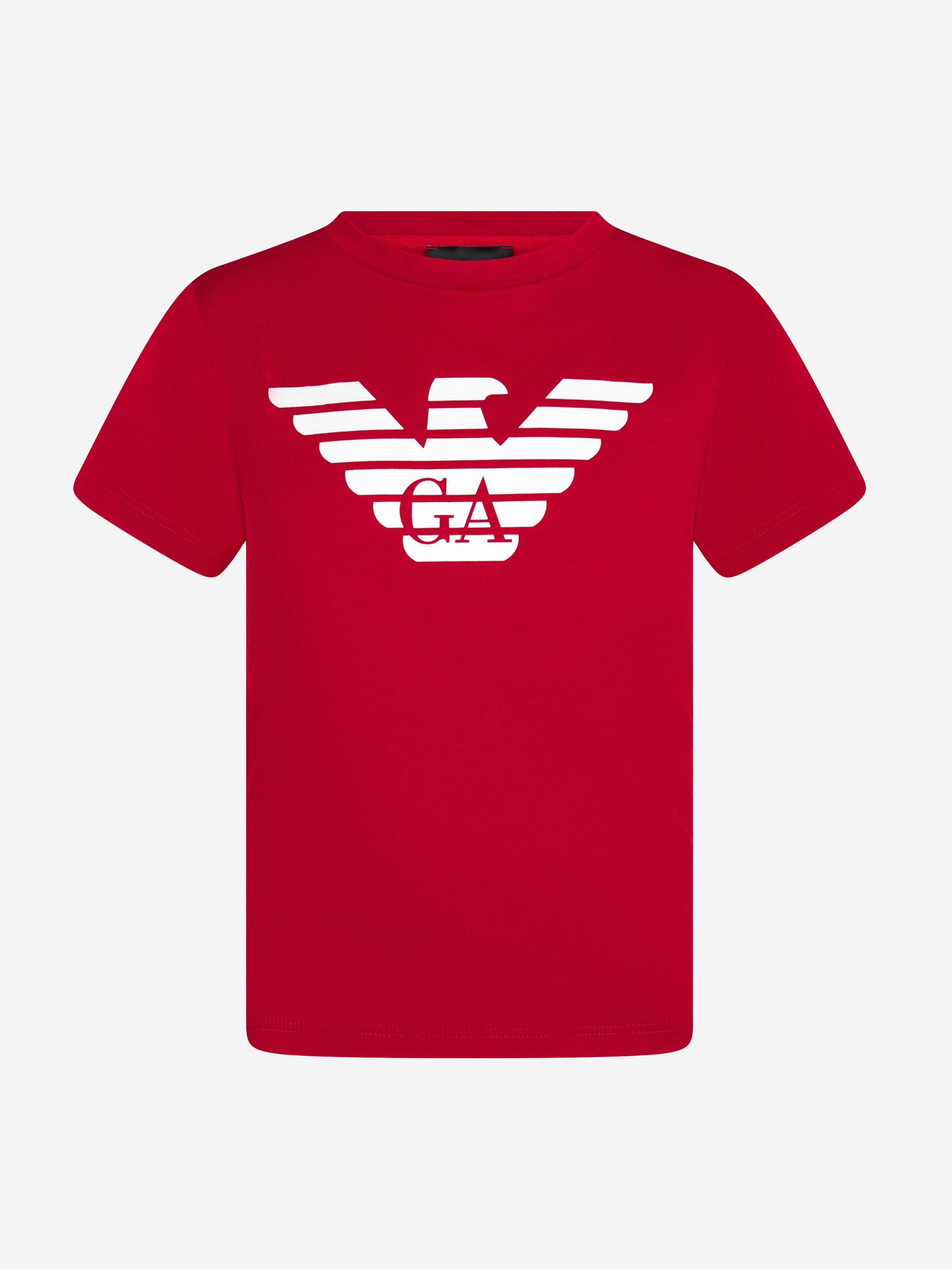 Emporio Armani Boys Logo T-Shirt in Red