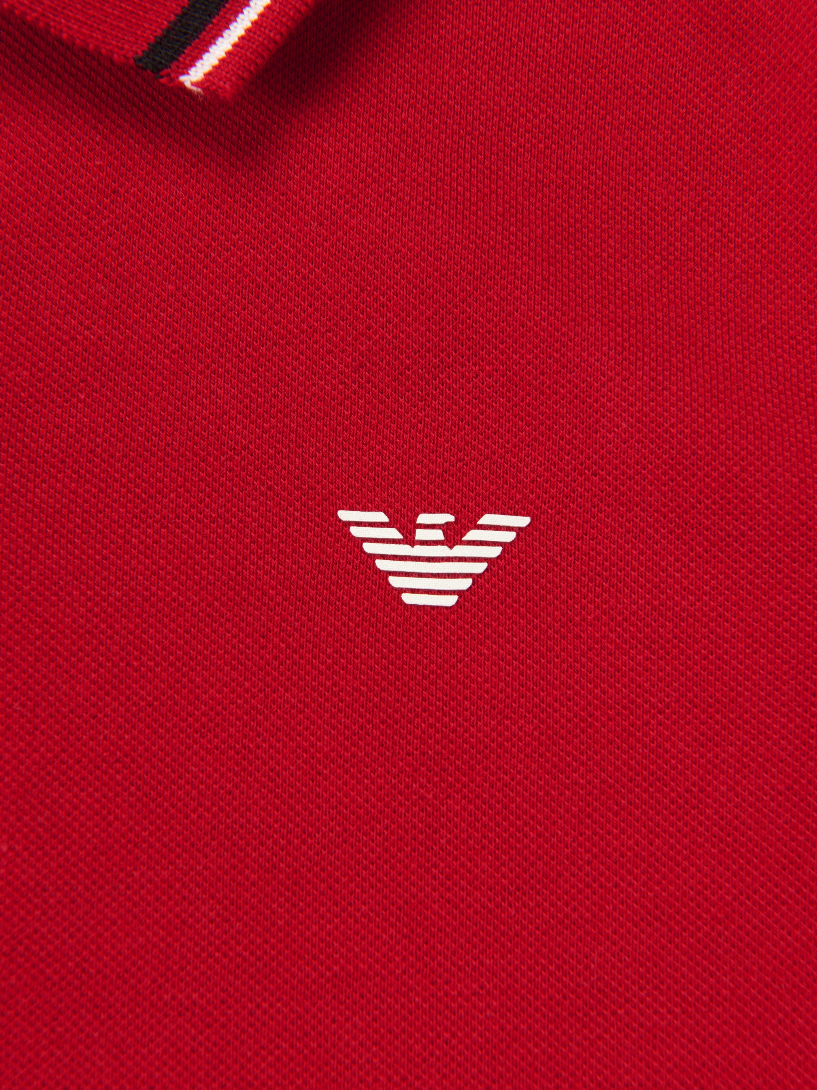 Emporio Armani Boys Logo Polo Shirt in Red