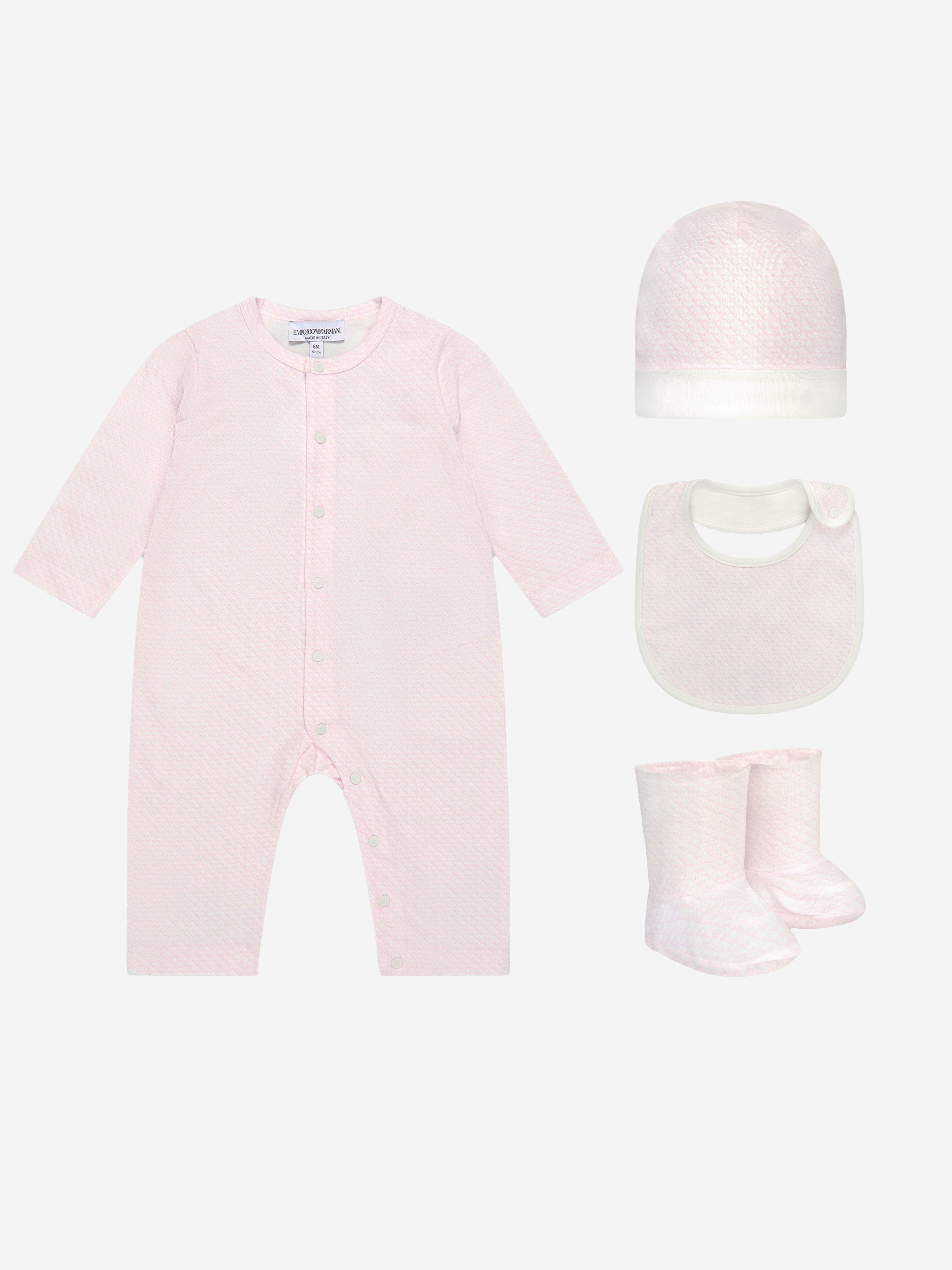 Emporio Armani Baby Girls Cotton Romper Gift Set (4 Piece)