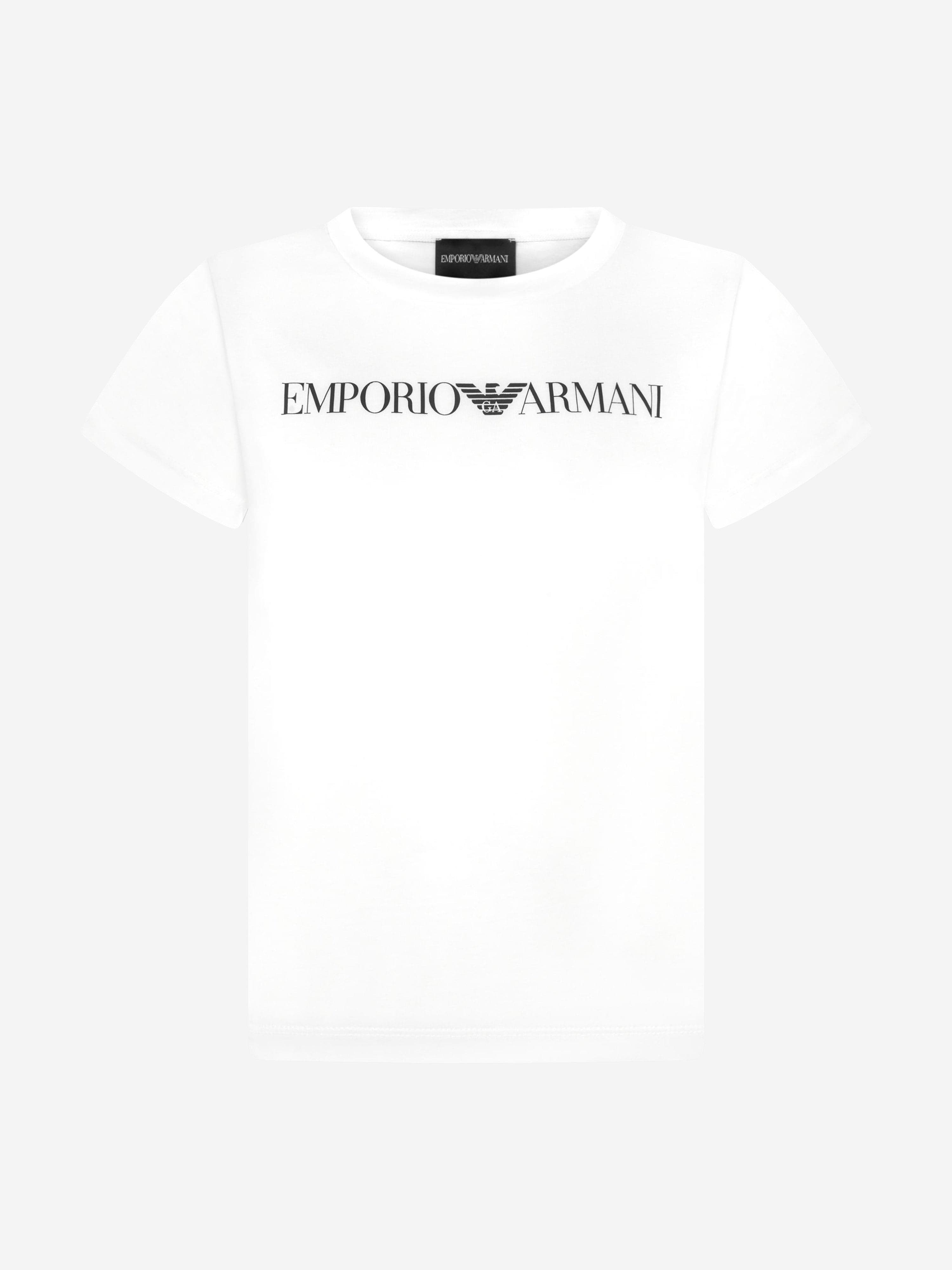 Emporio Armani Boys Logo T-Shirt in White