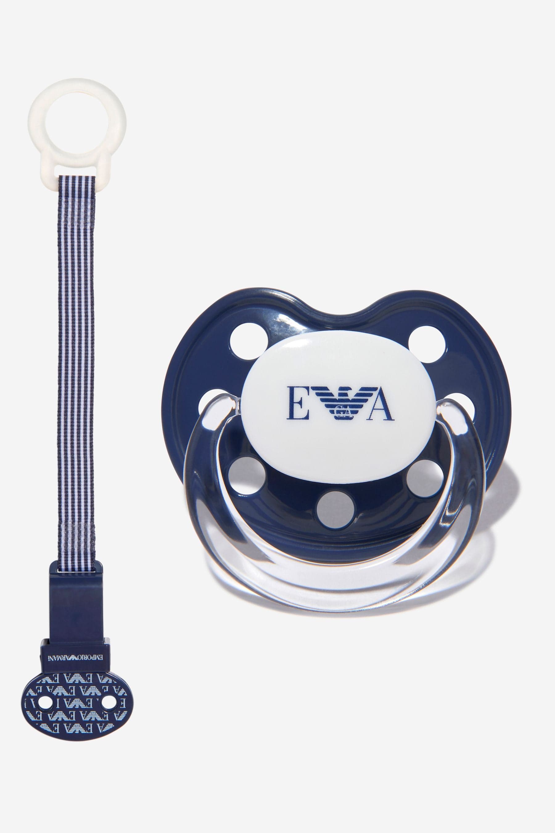 Emporio Armani Baby Dummy And Pacifier Set In Navy