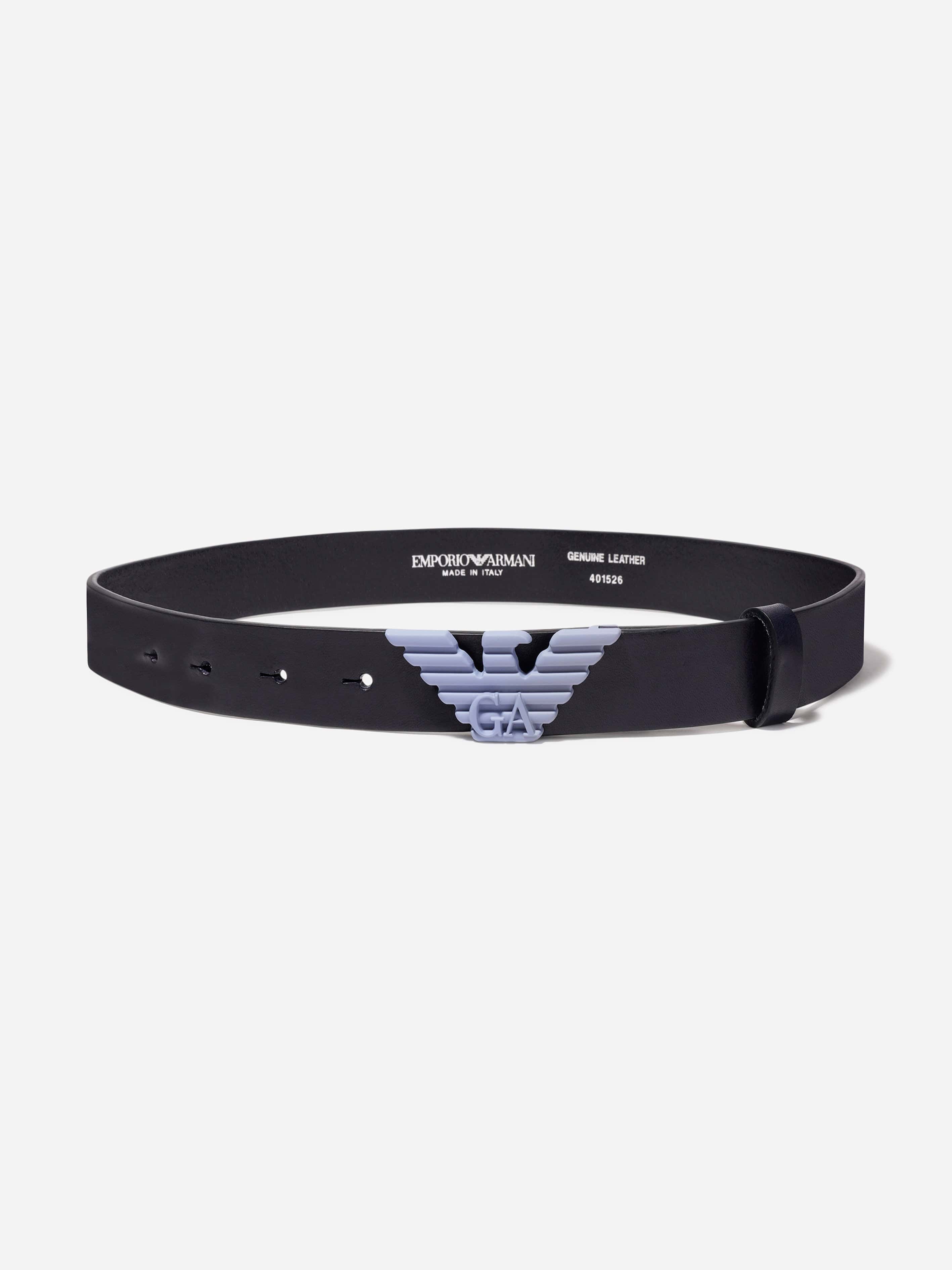 Emporio Armani Boys Leather Eagle Buckle Belt