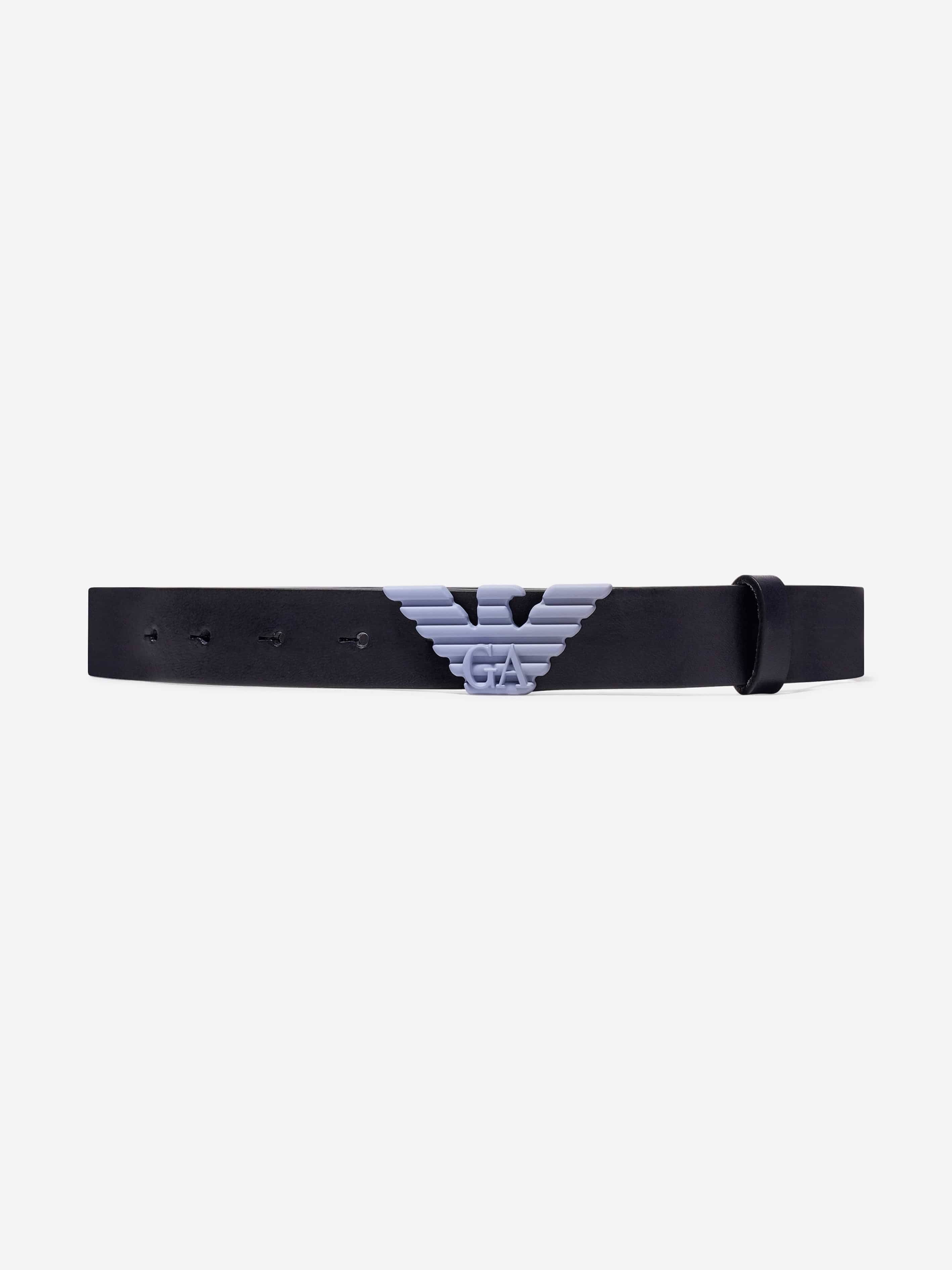 Emporio Armani Boys Leather Eagle Buckle Belt