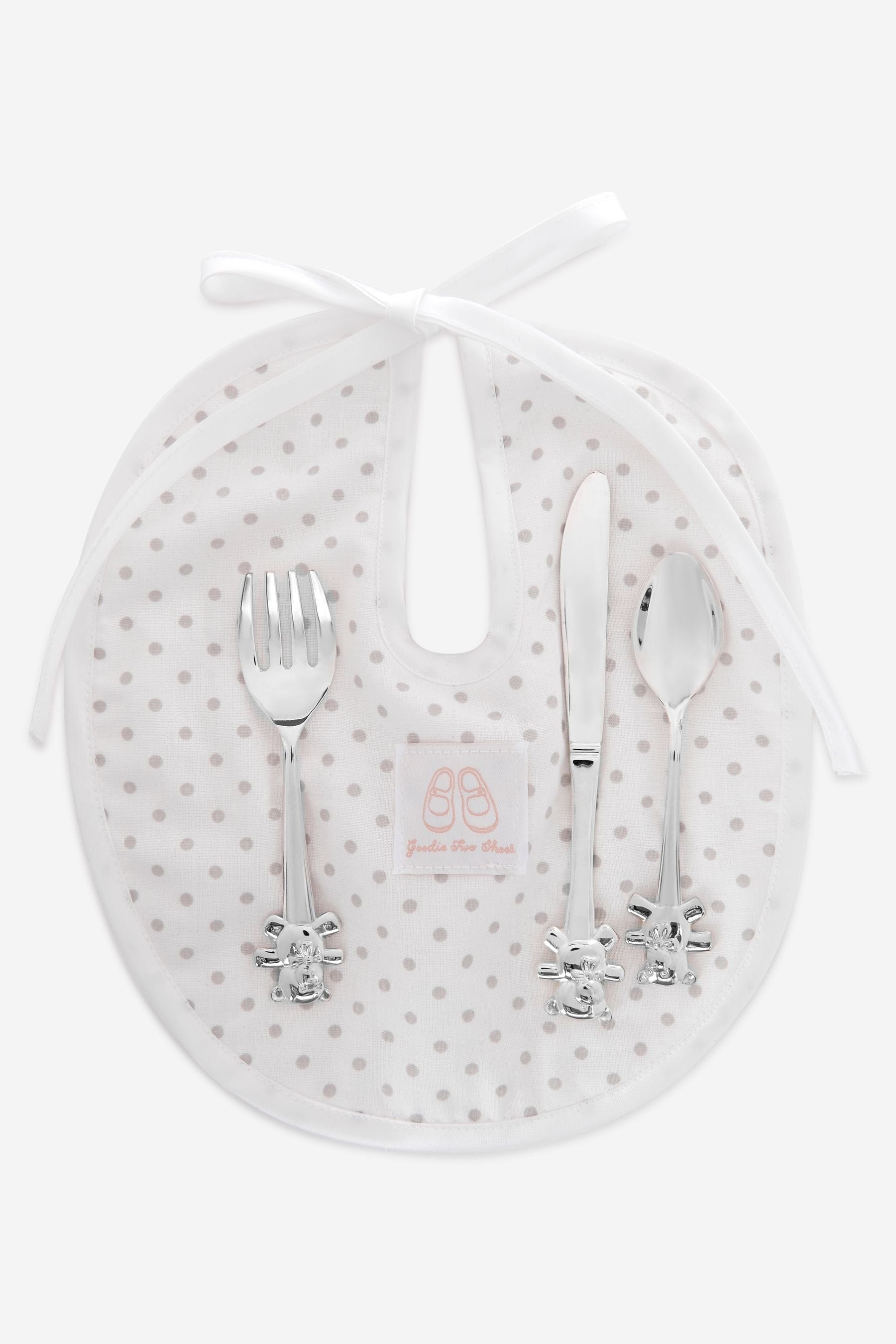 English Trousseau Baby Silver Plated Cutlery Set With Bib