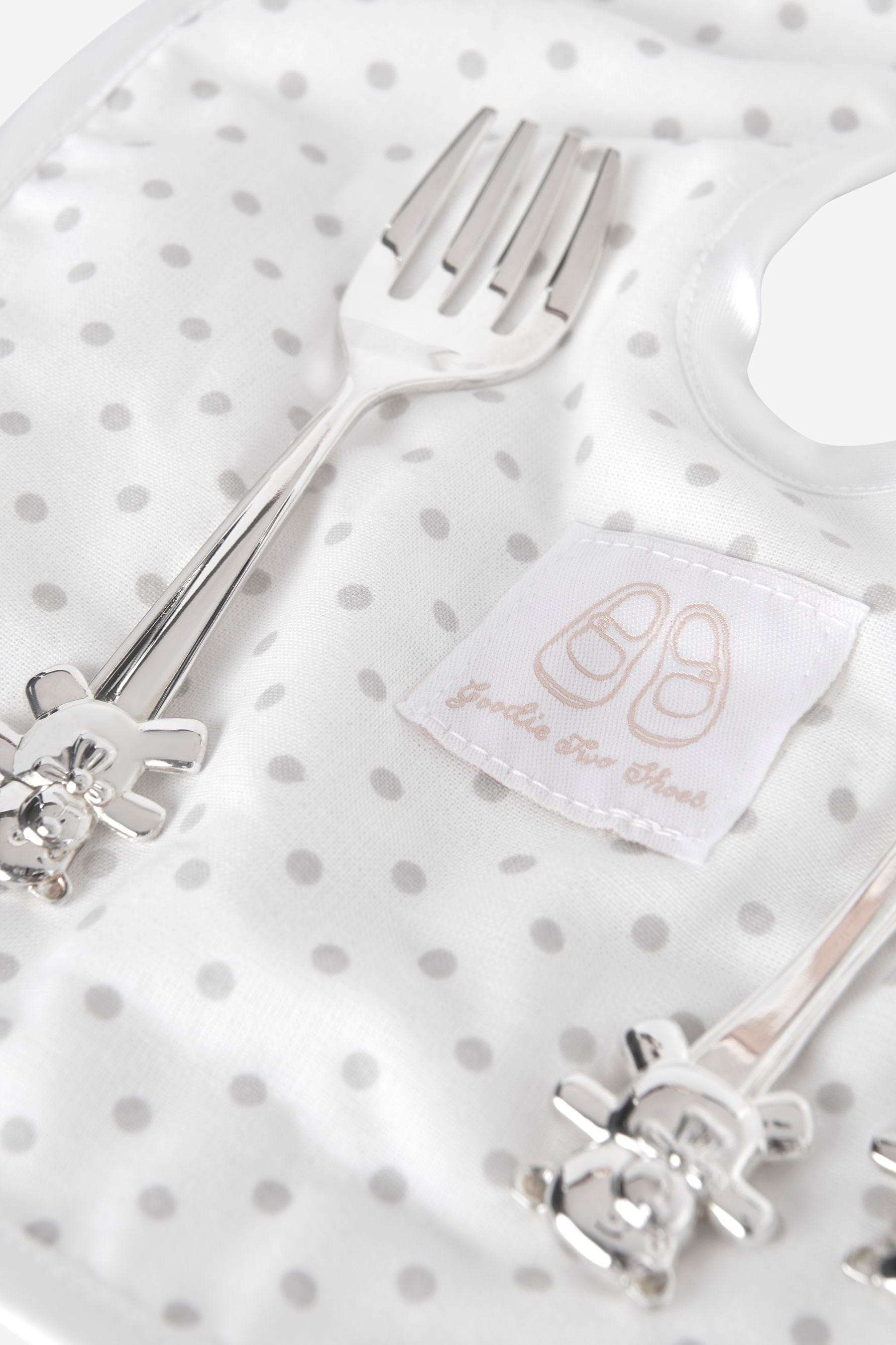 English Trousseau Baby Silver Plated Cutlery Set With Bib