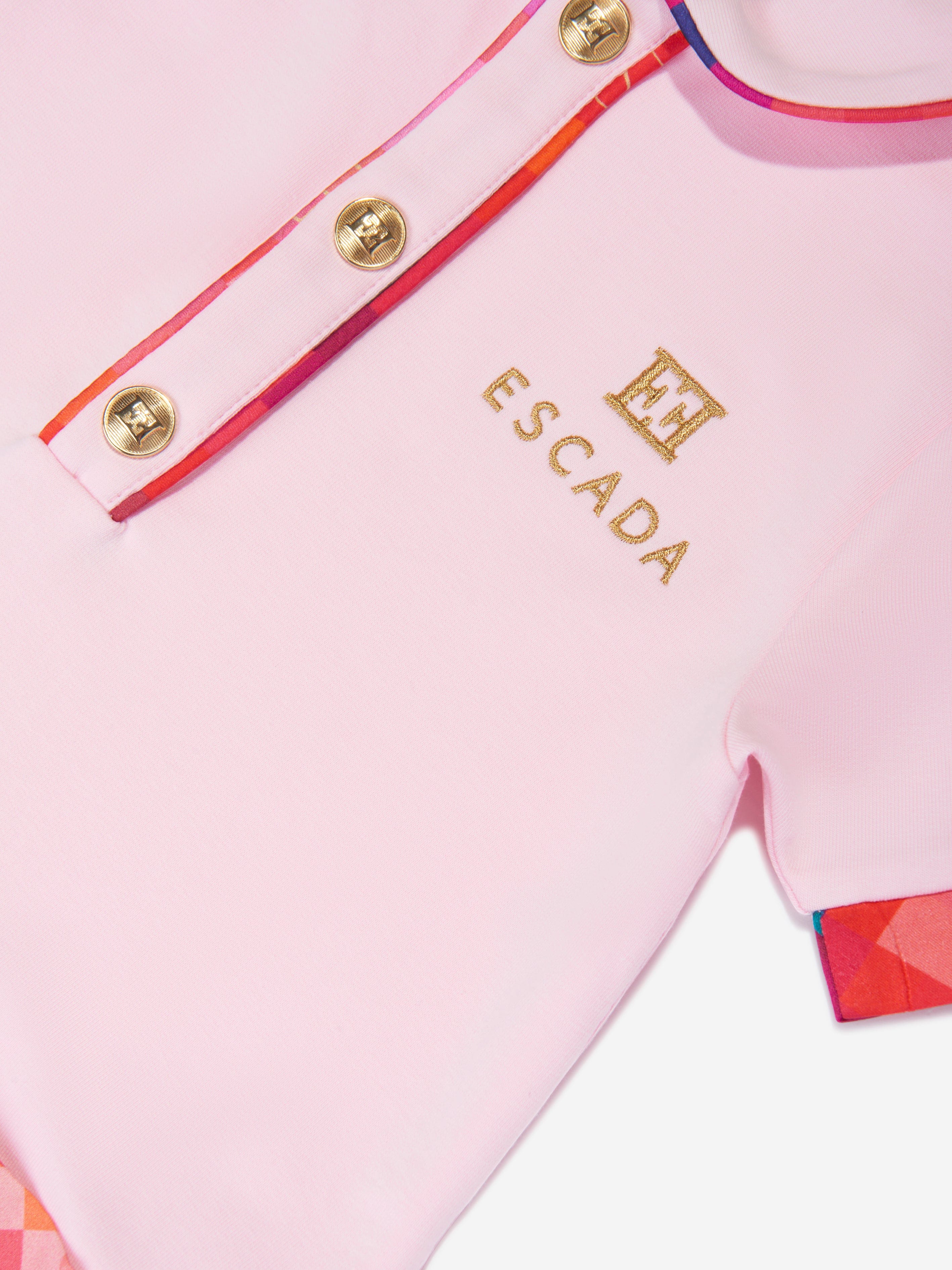 Escada Girls Embroidered Logo Dress in Pink