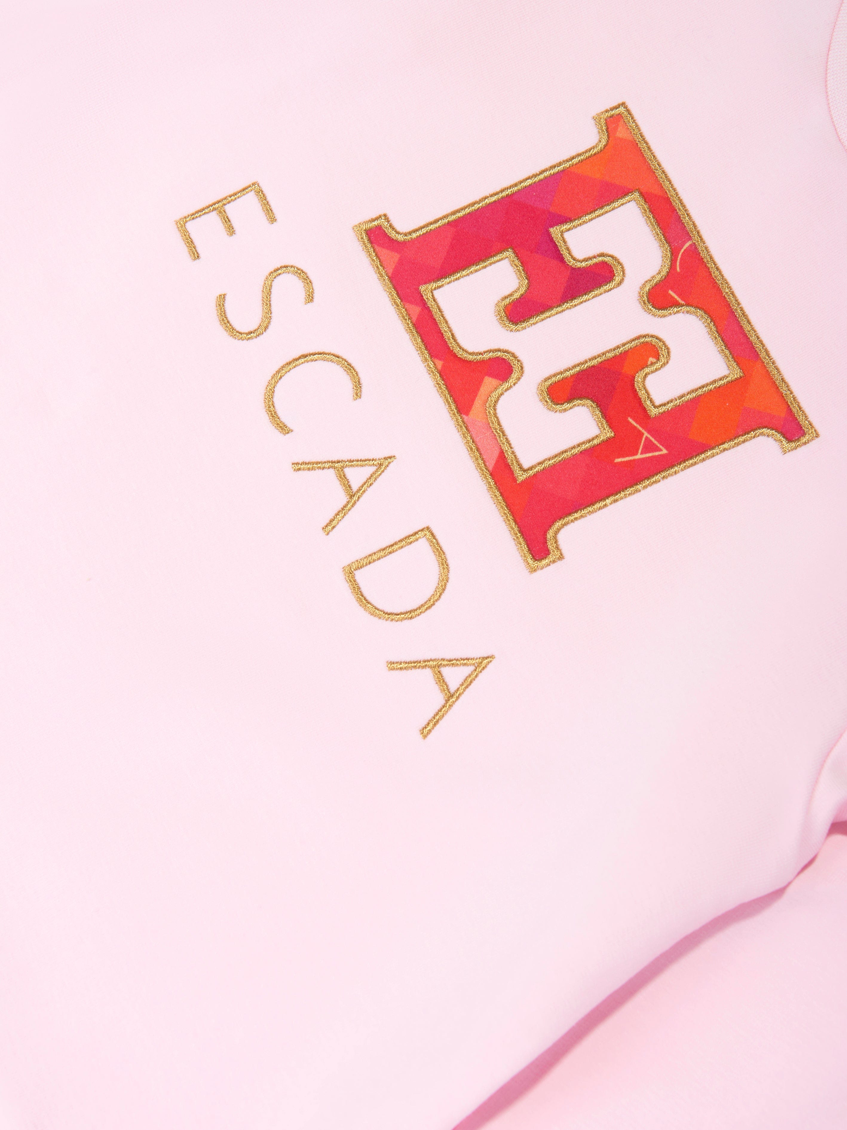 Escada Girls Embroidered Logo Sweater Dress in Pink