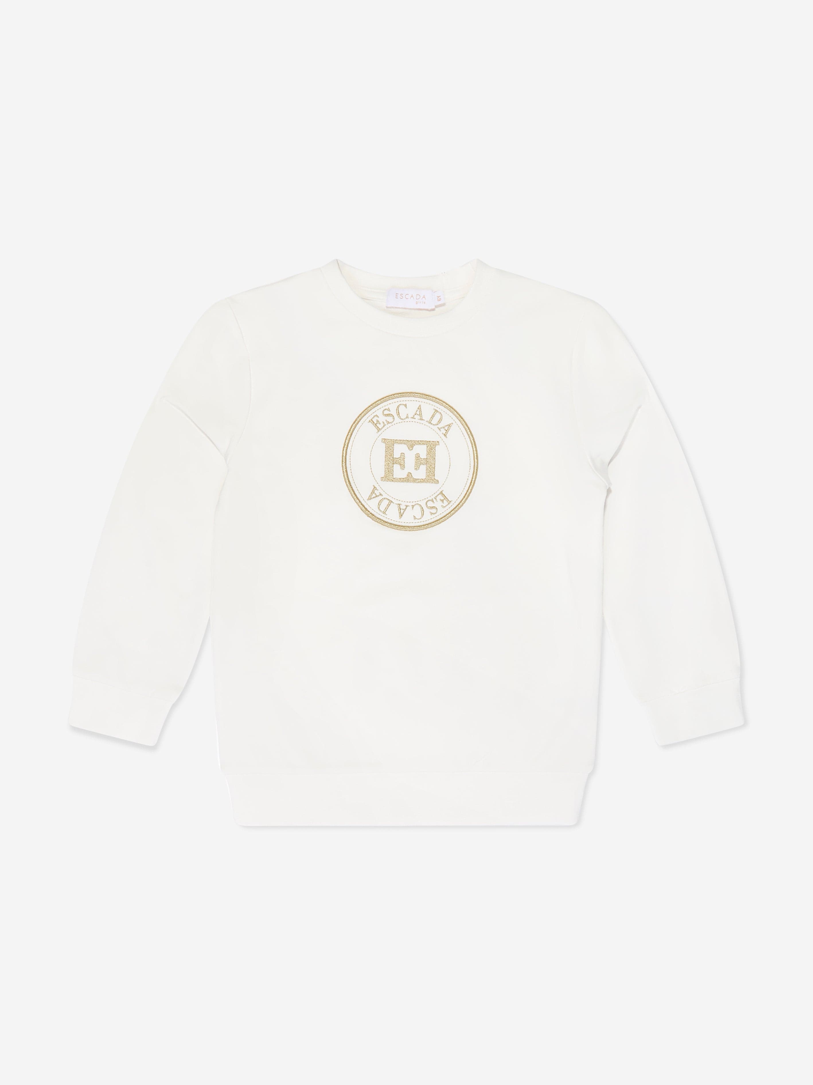 Escada Girls Embroidered Logo Sweatshirt in White