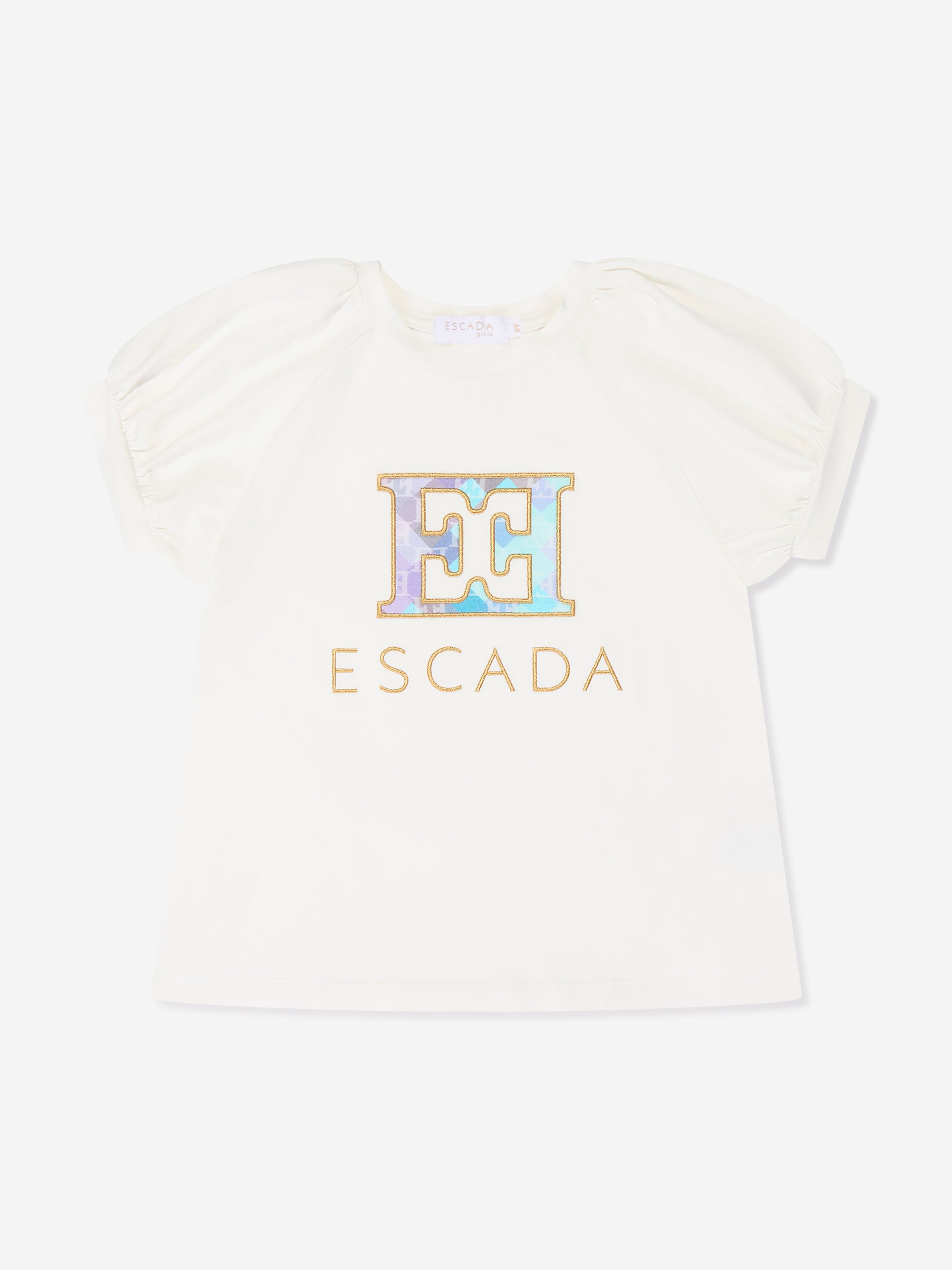 Escada Girls Embroidered Logo T-Shirt in White