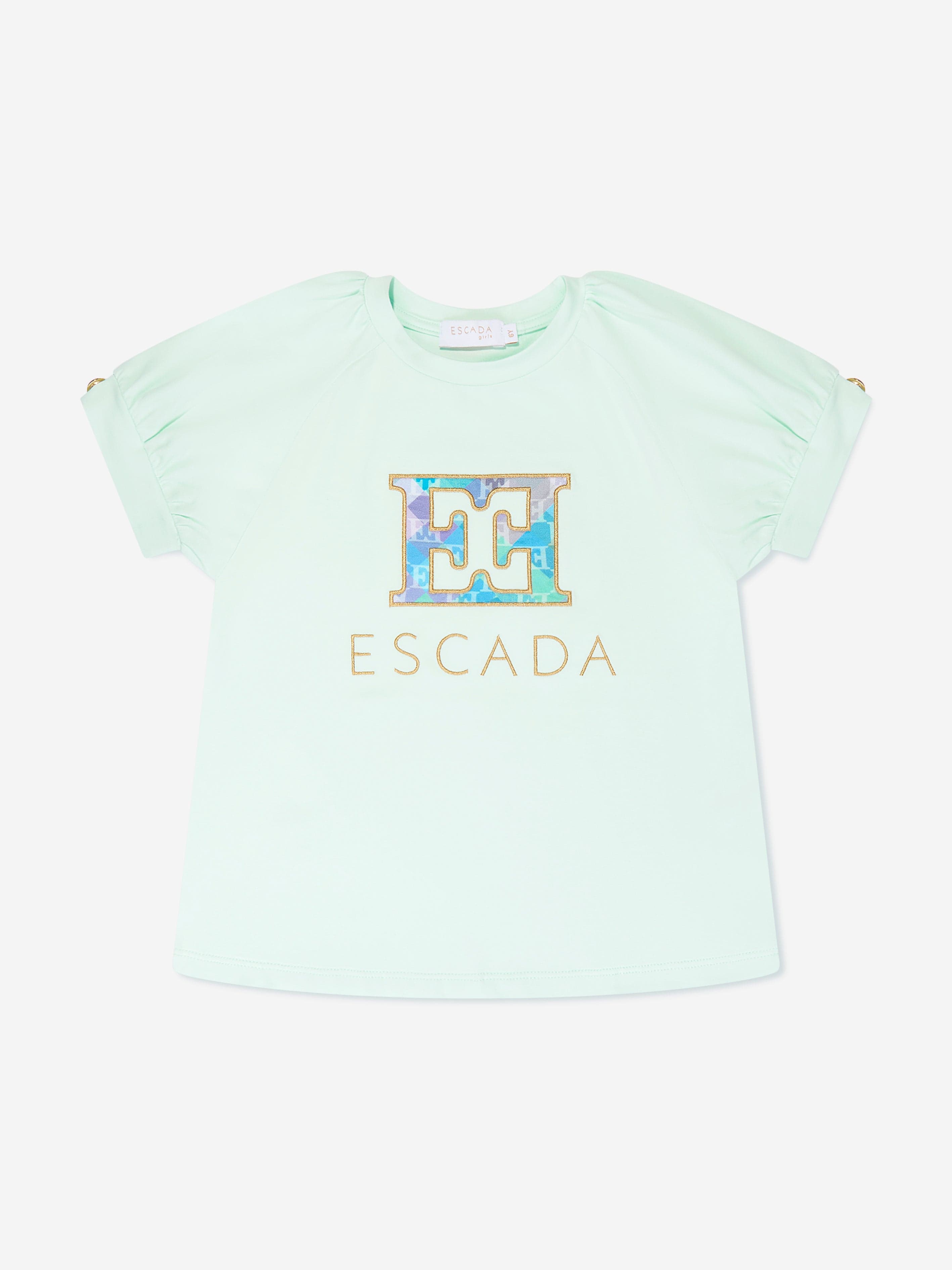 Escada Girls Embroidered Logo T-Shirt in Blue