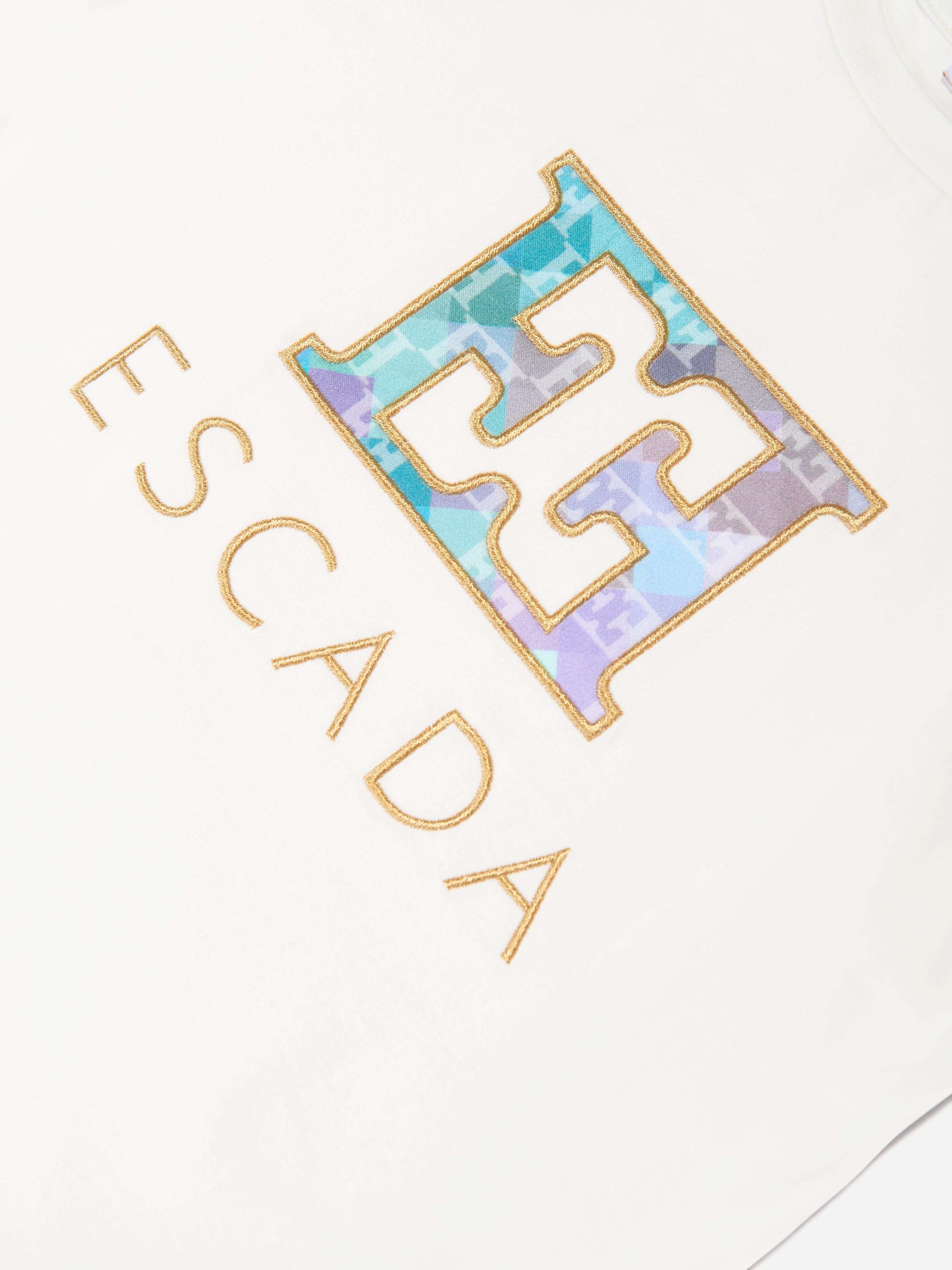 Escada Girls Embroidered Logo T-Shirt Dress in White