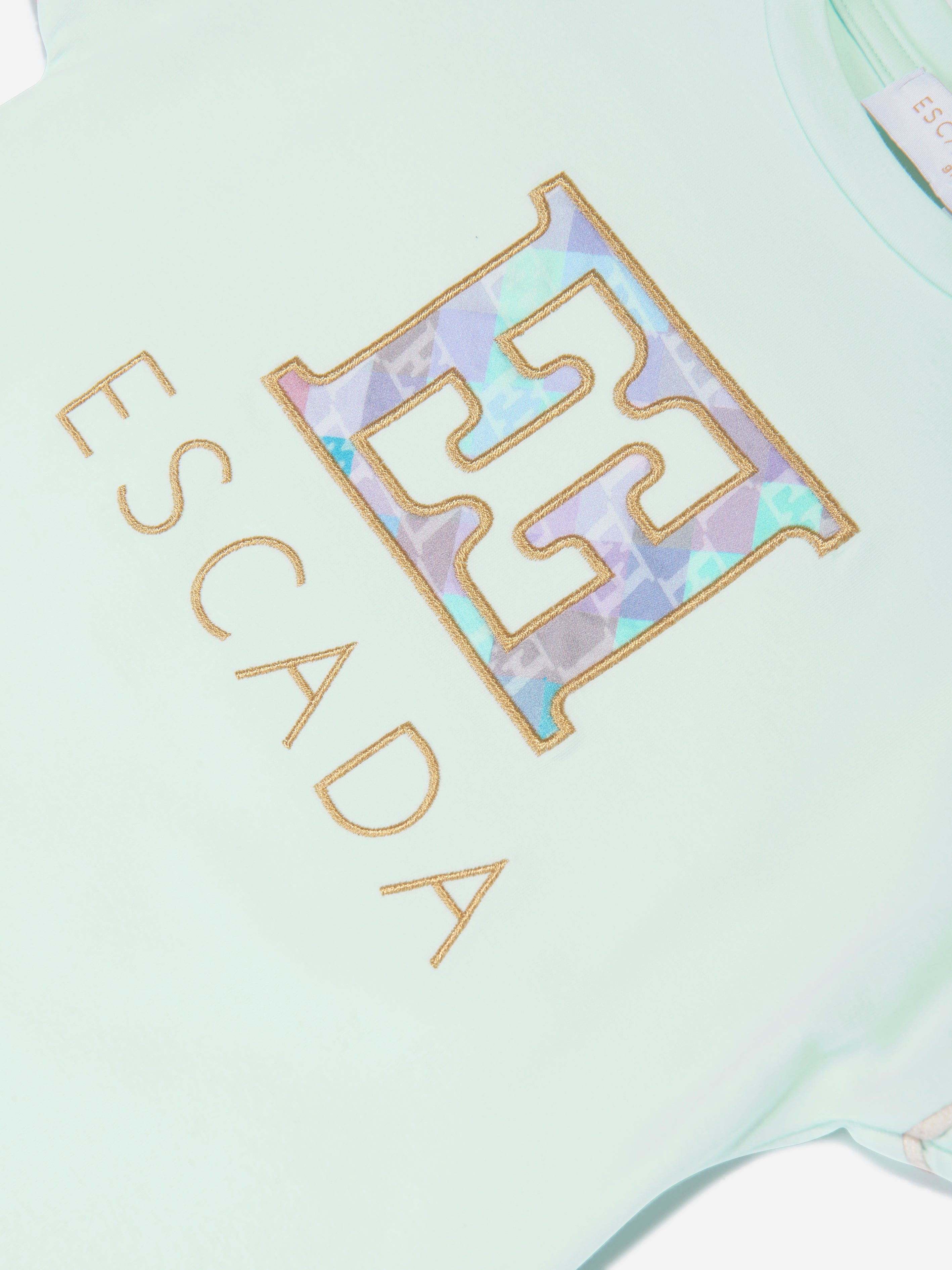 Escada Girls Embroidered Logo T-Shirt Dress in Blue