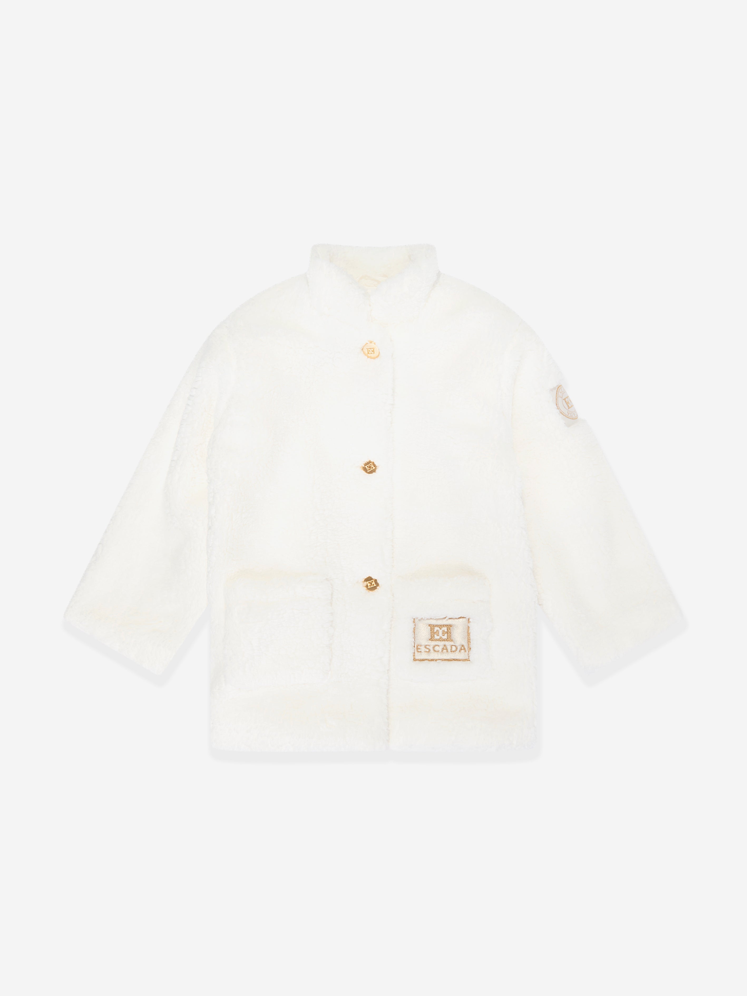 Escada Girls Embroidered Logo Jacket in White