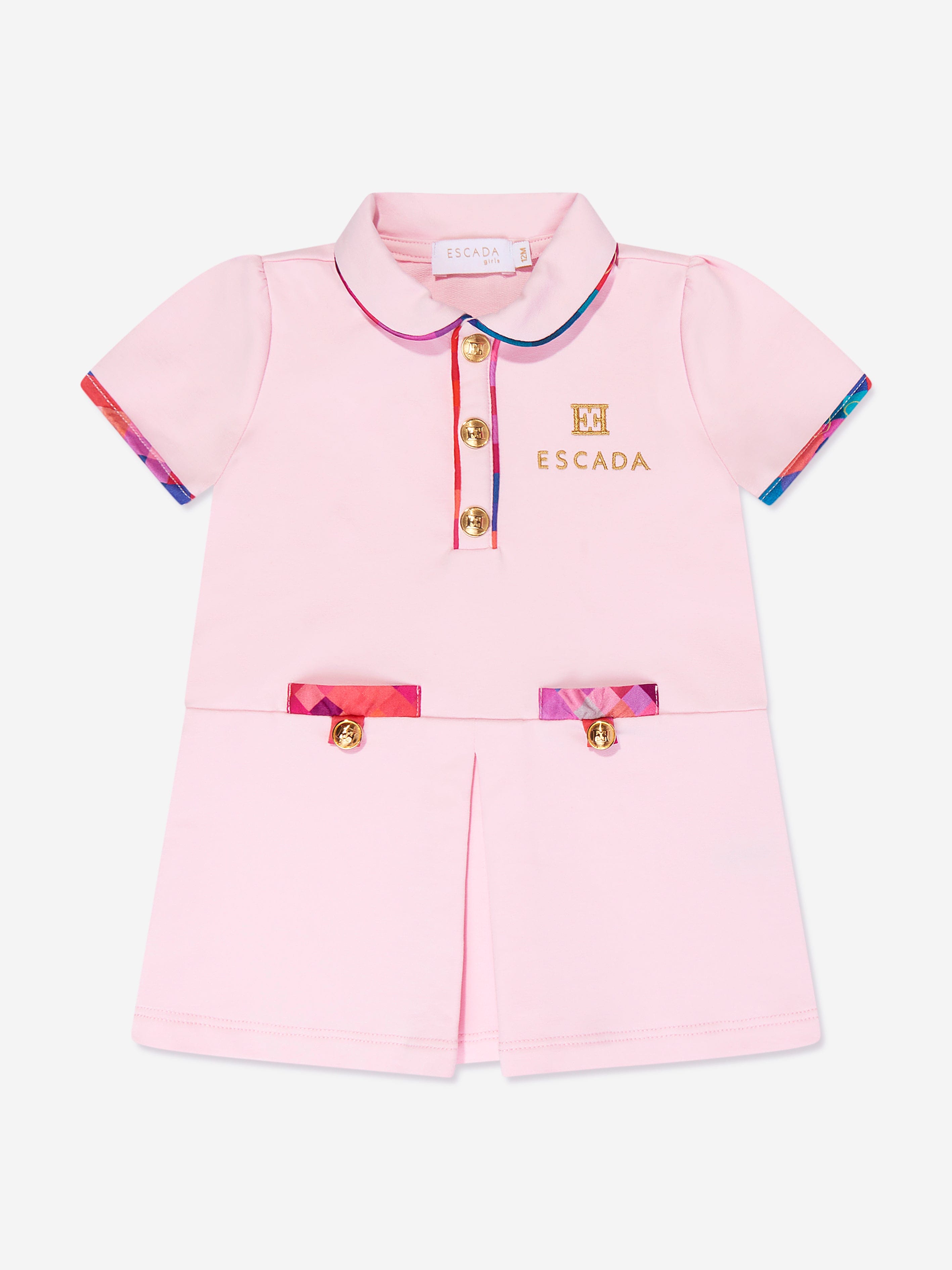 Escada Baby Girls Embroidered Logo Dress in Pink