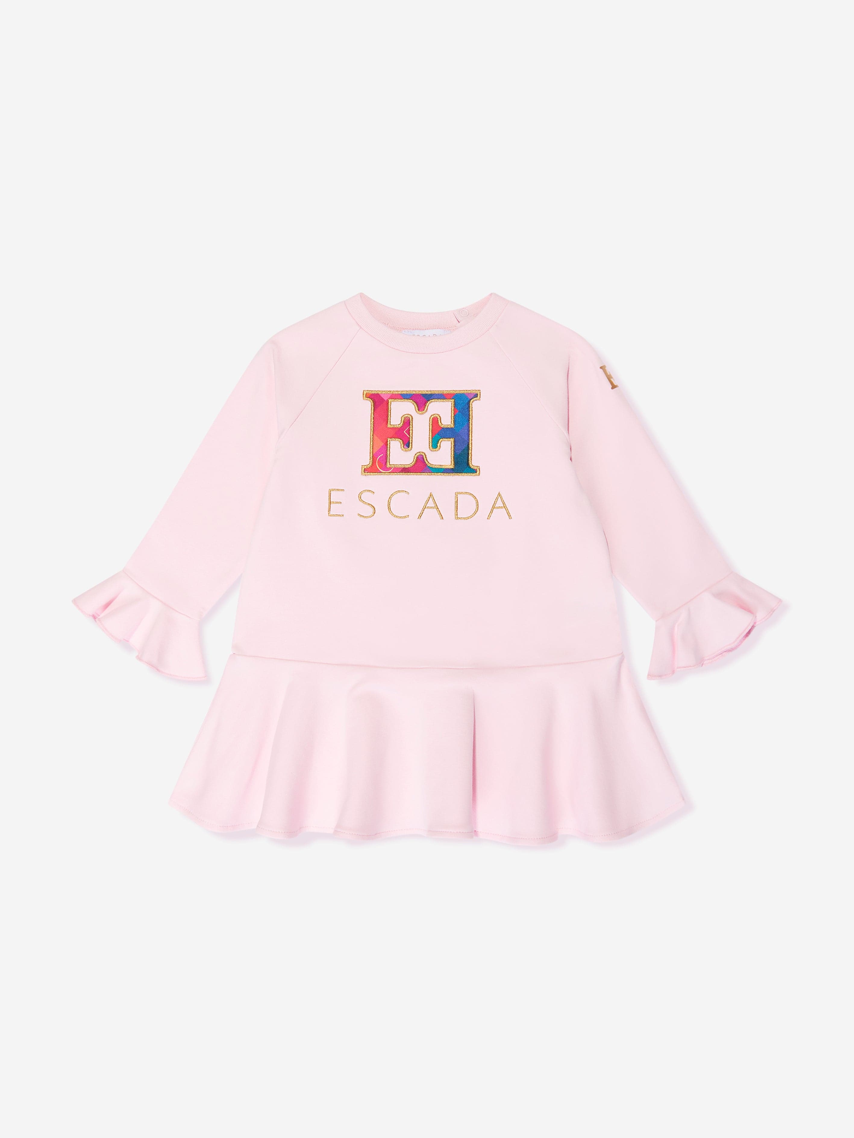 Escada Baby Girls Embroidered Logo Sweater Dress in Pink