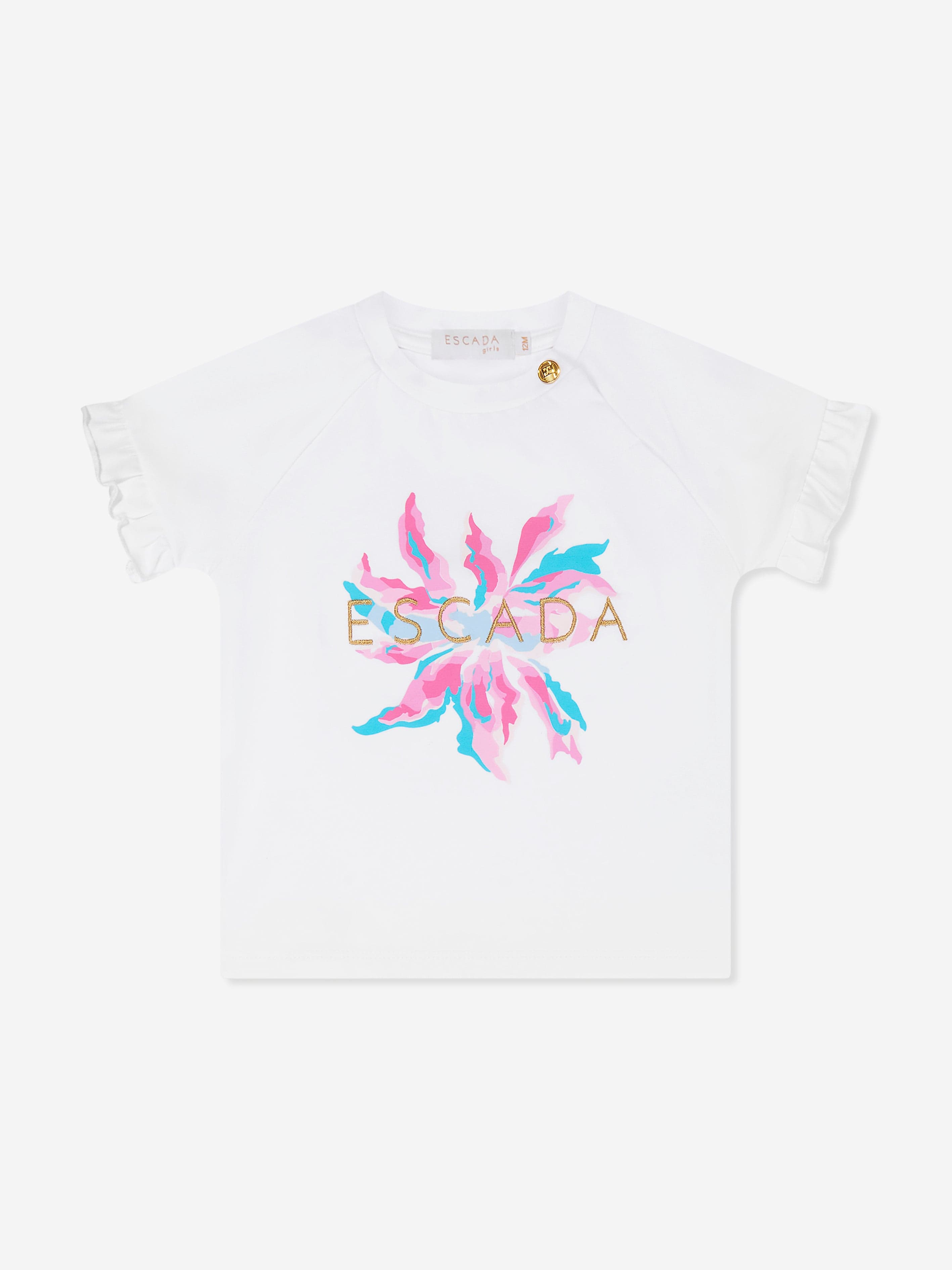 Escada Baby Girls Floral Logo T-Shirt in White