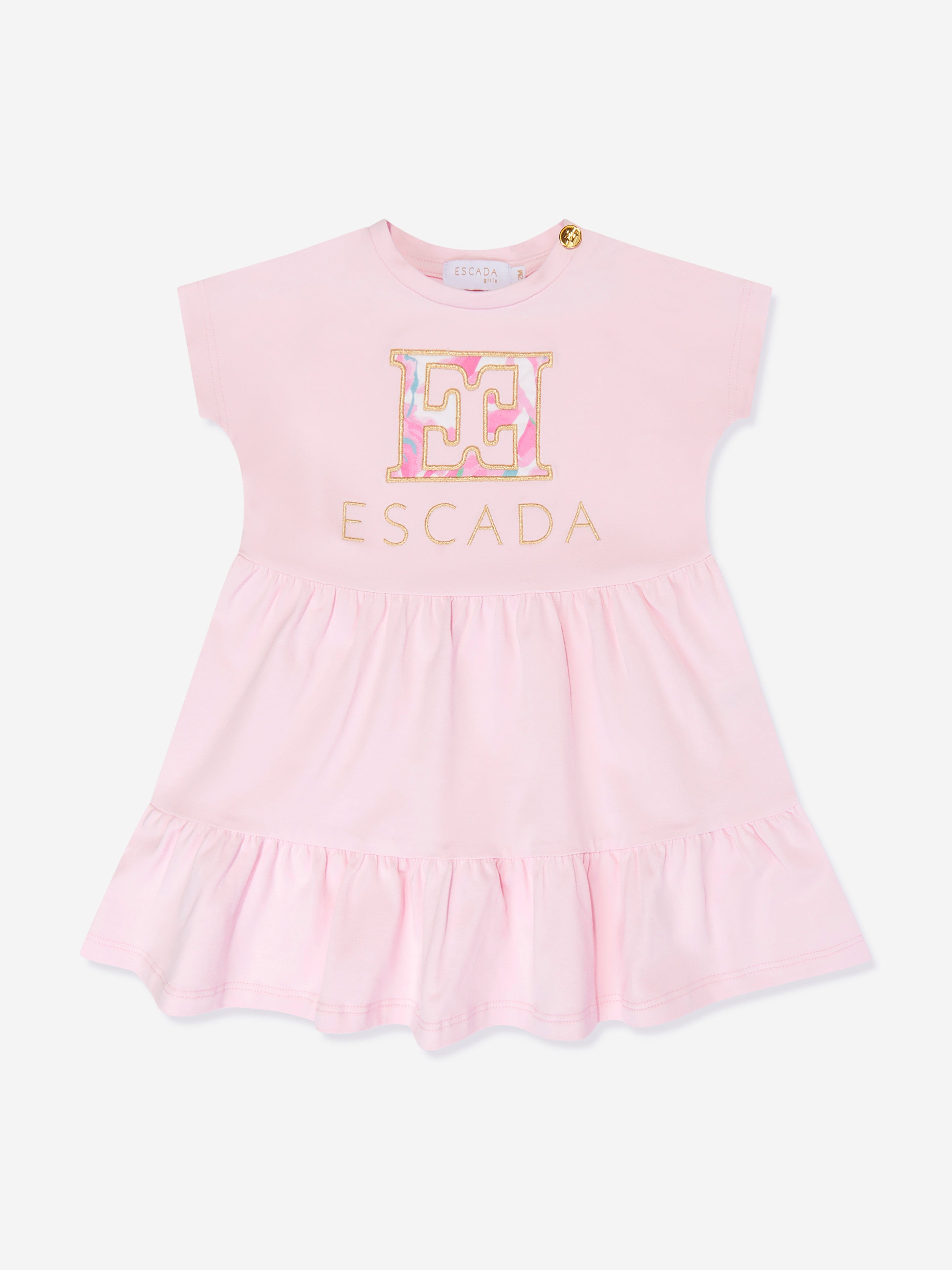 Escada Baby Girls Embroidered Logo T-Shirt Dress in Pink