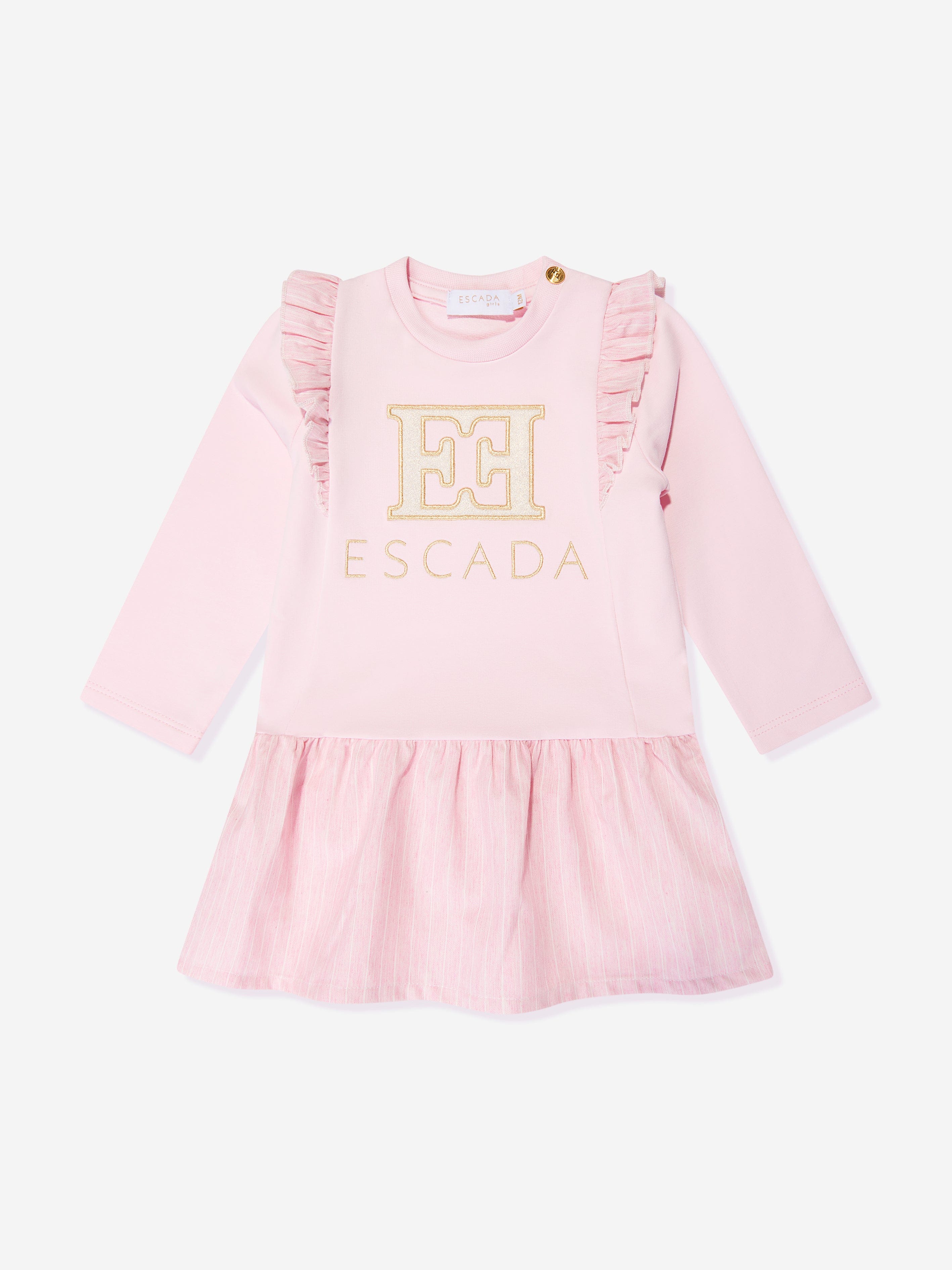 Escada Baby Girls Embroidered Logo Sweater Dress in Pink