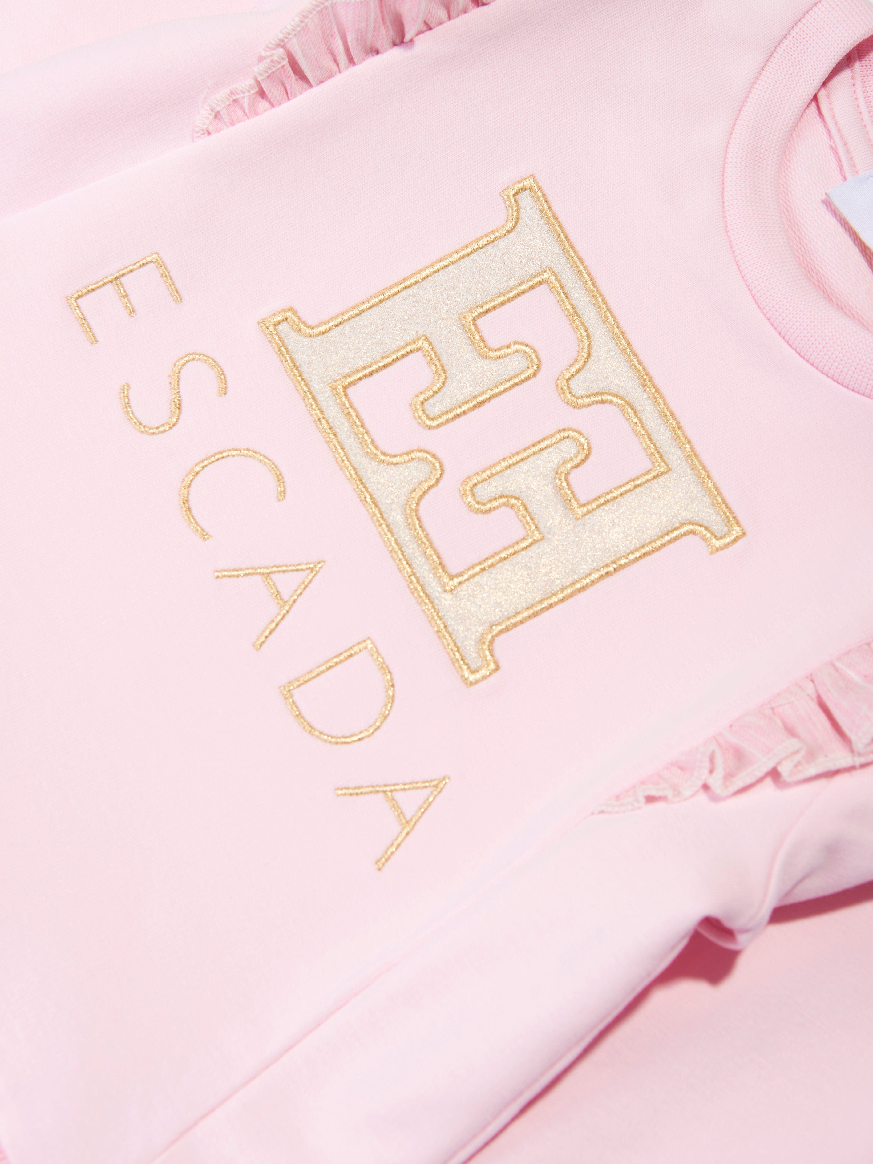 Escada Baby Girls Embroidered Logo Sweater Dress in Pink