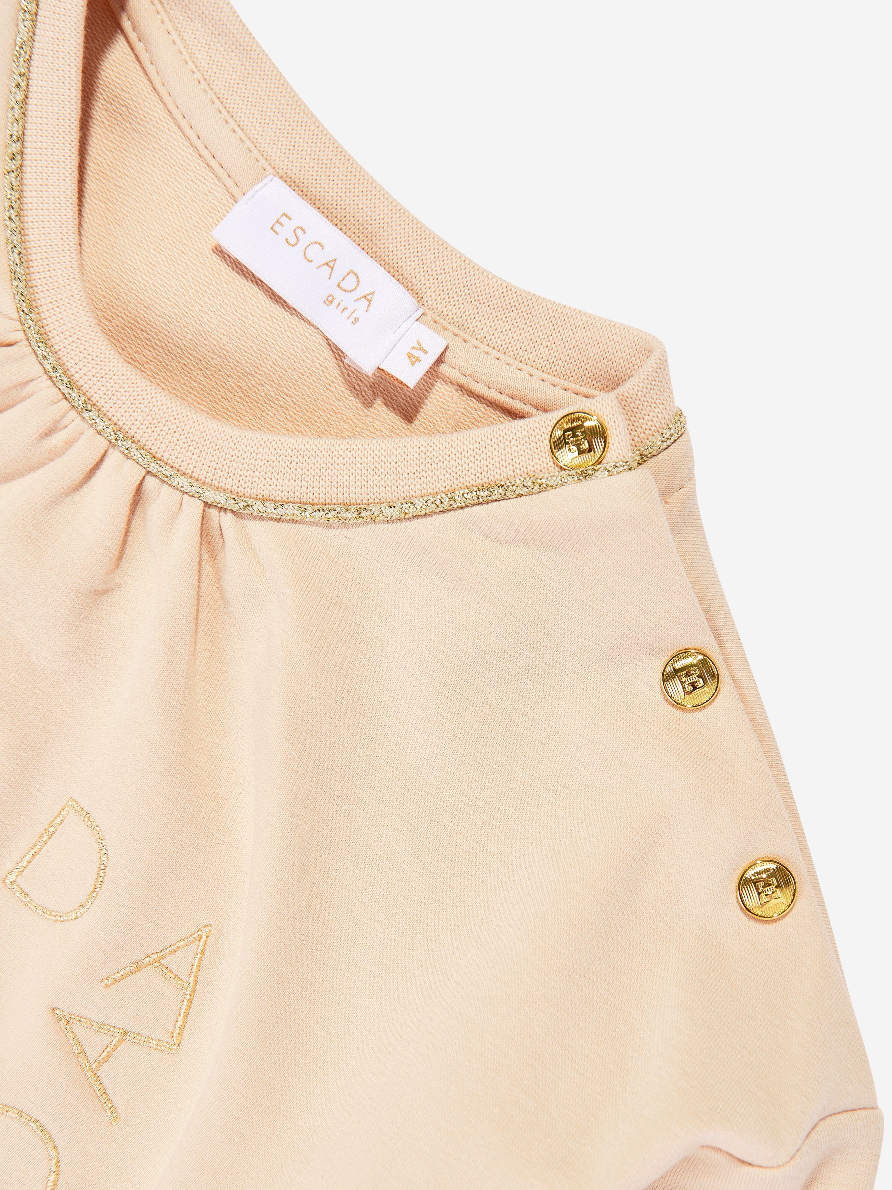 Escada Girls Embroidered Logo Sweatshirt in Beige