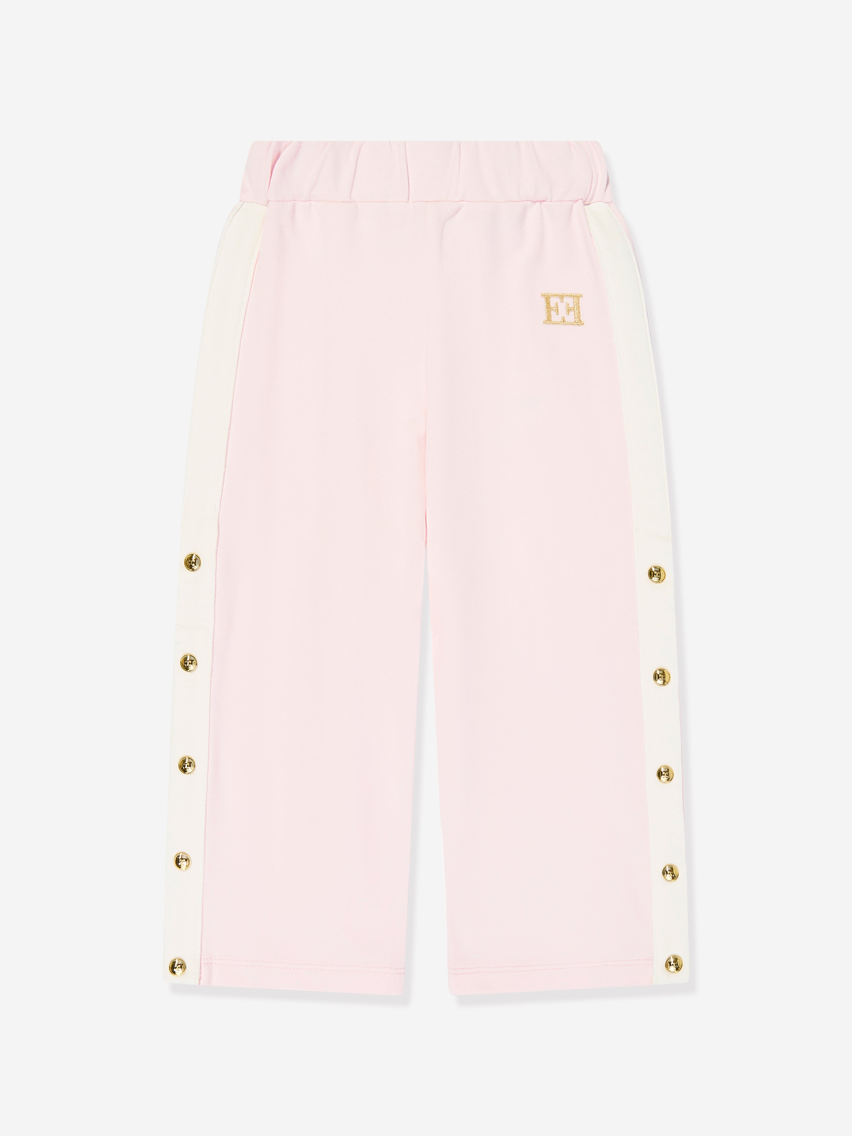 Escada Girls Embroidered Logo Jersey Trousers in Pink