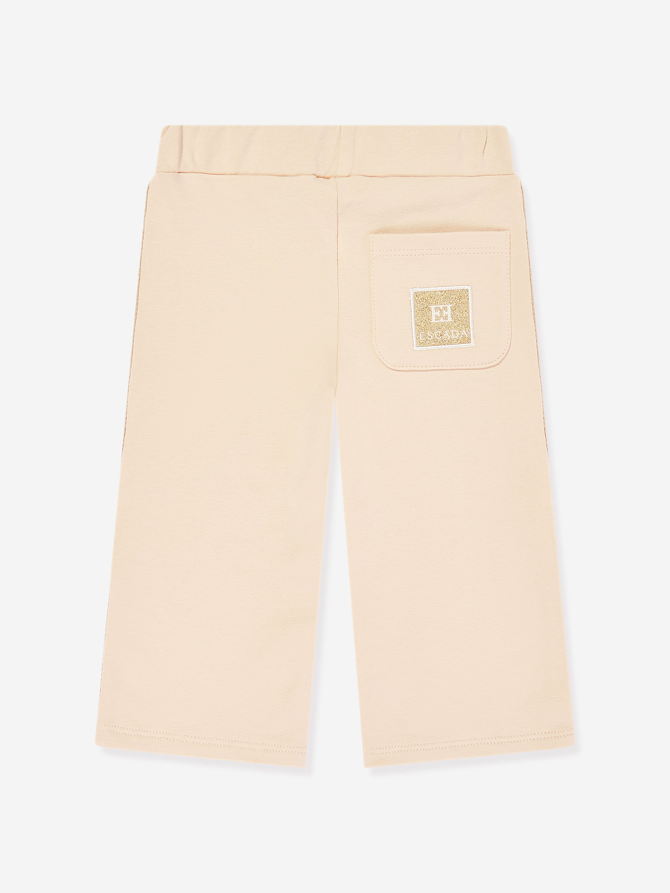 Escada Baby Girls Embroidered Logo Jersey Trousers in Beige