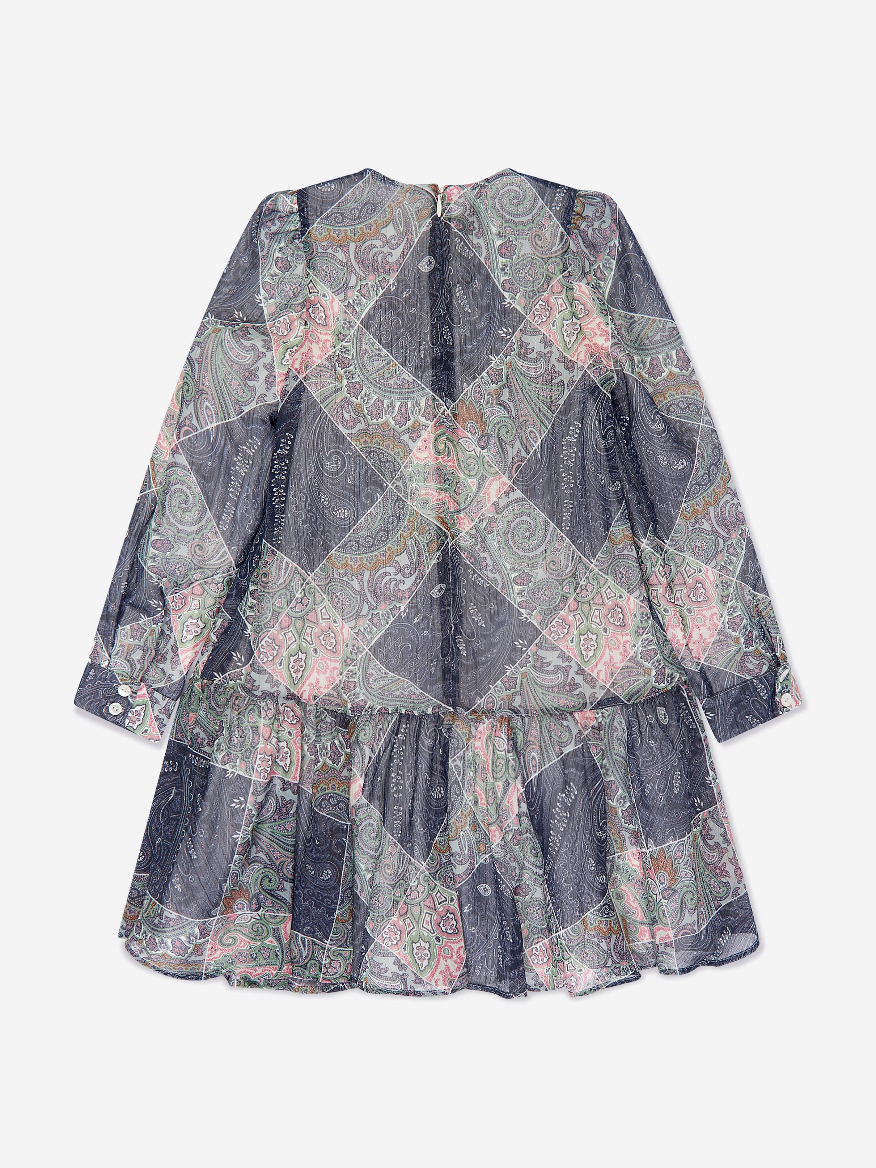 Etro Girls Paisley Woven Dress in Blue