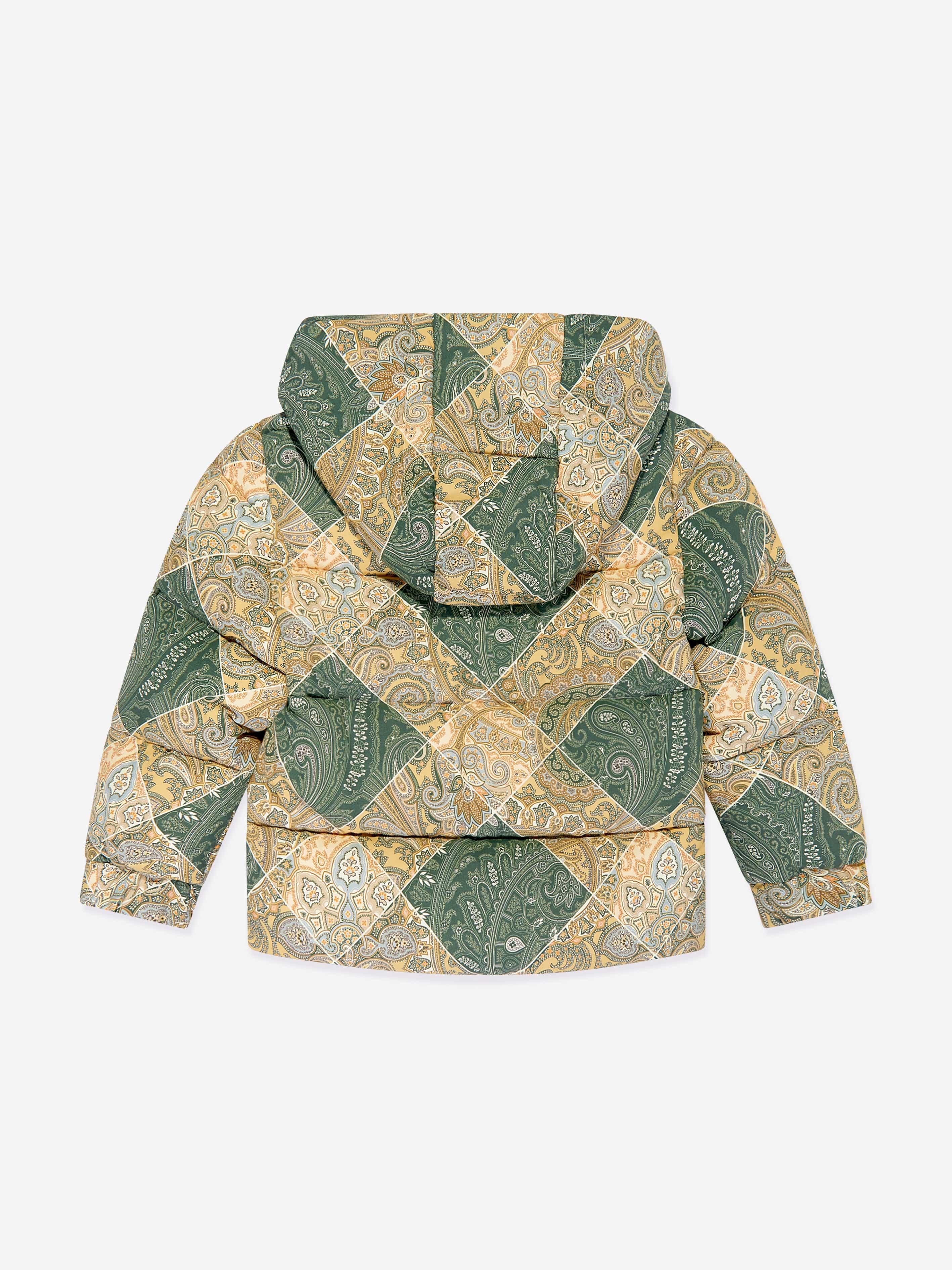 Etro Boys Paisley Puffer Jacket in Green