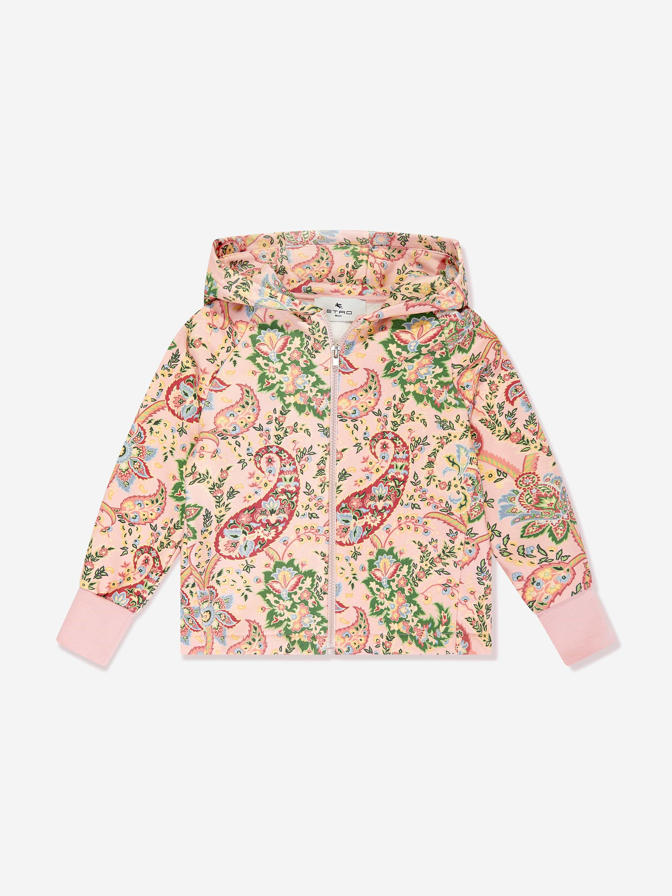 Etro Girls Paisley Zip Up Top in Pink