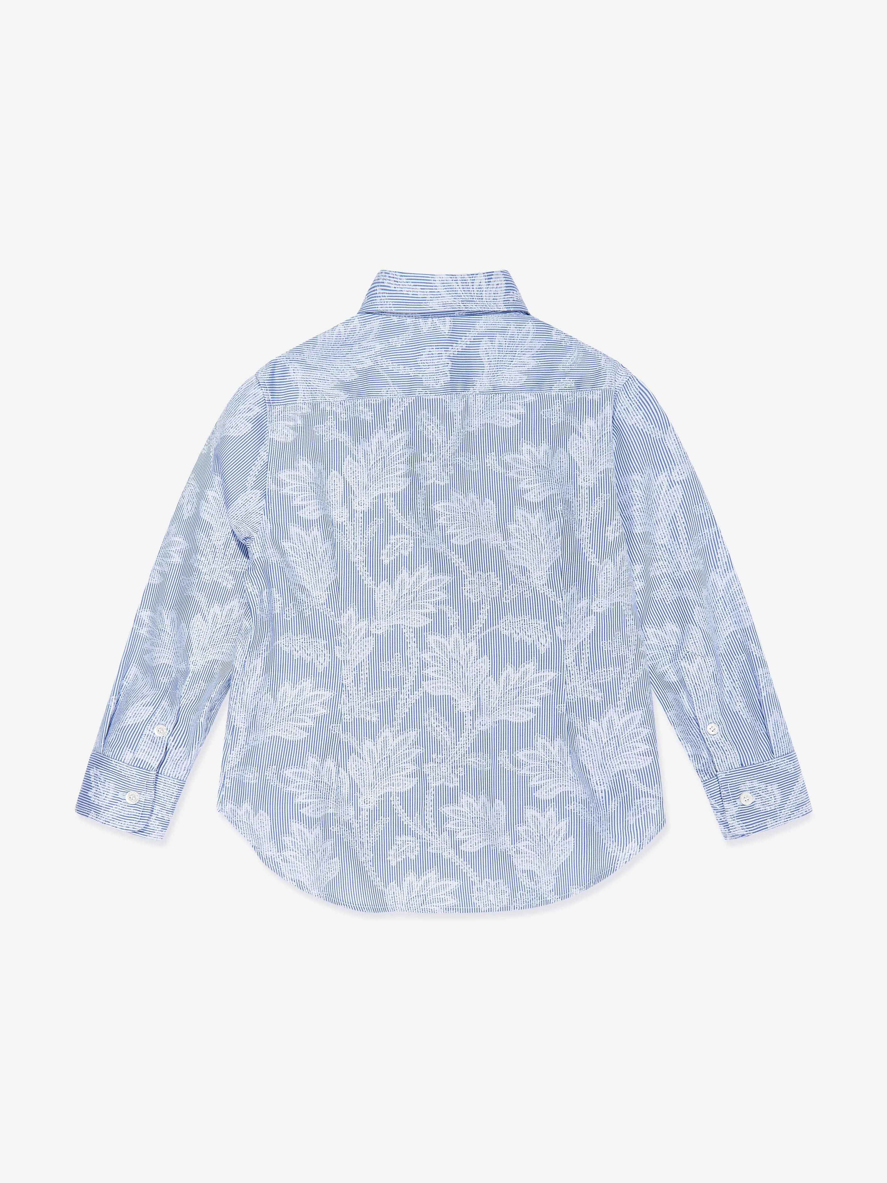 Etro Boys Jacquard Logo Shirt in Blue