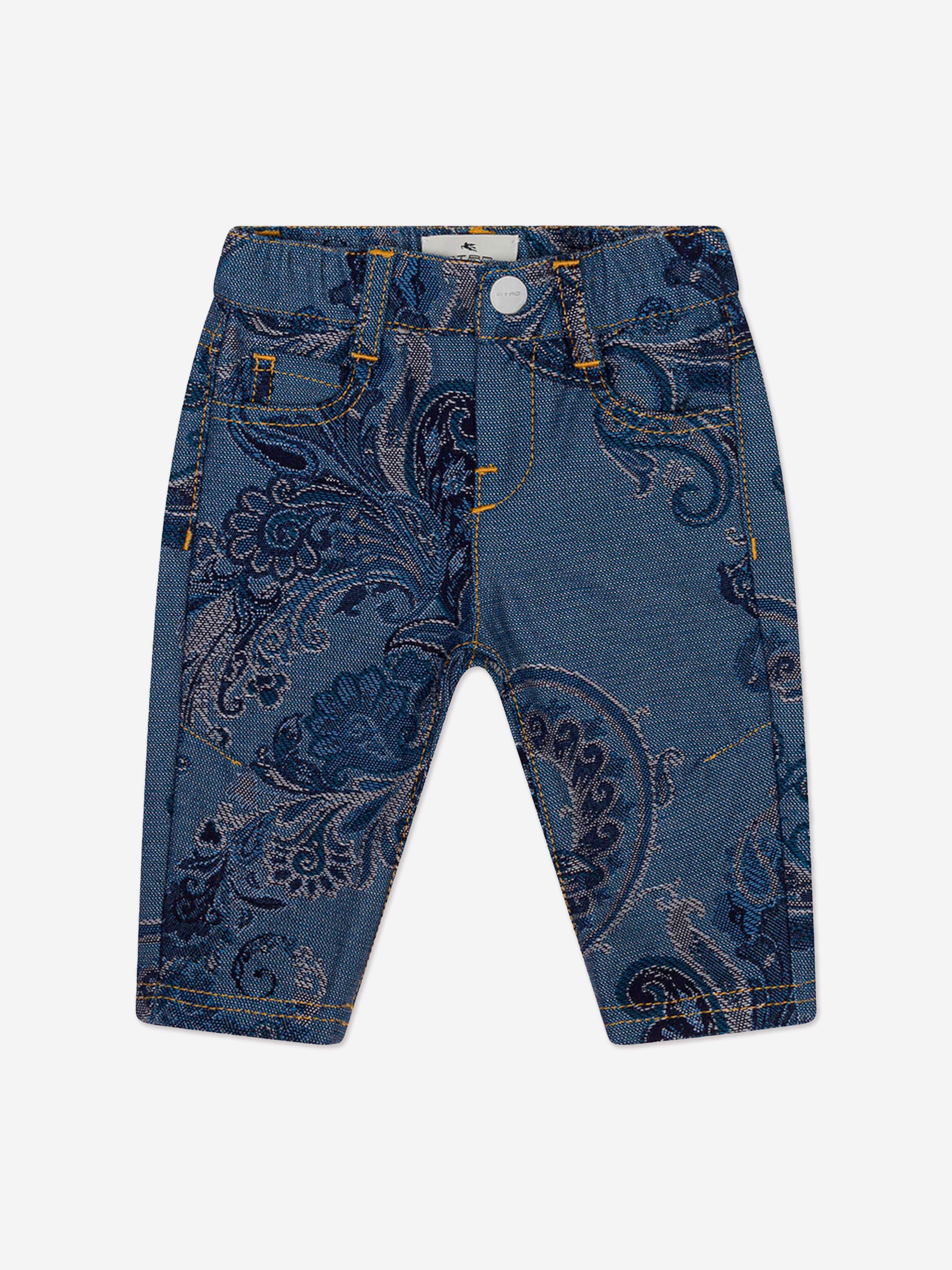 Etro Baby Boys Paisley Print Jeans in Blue