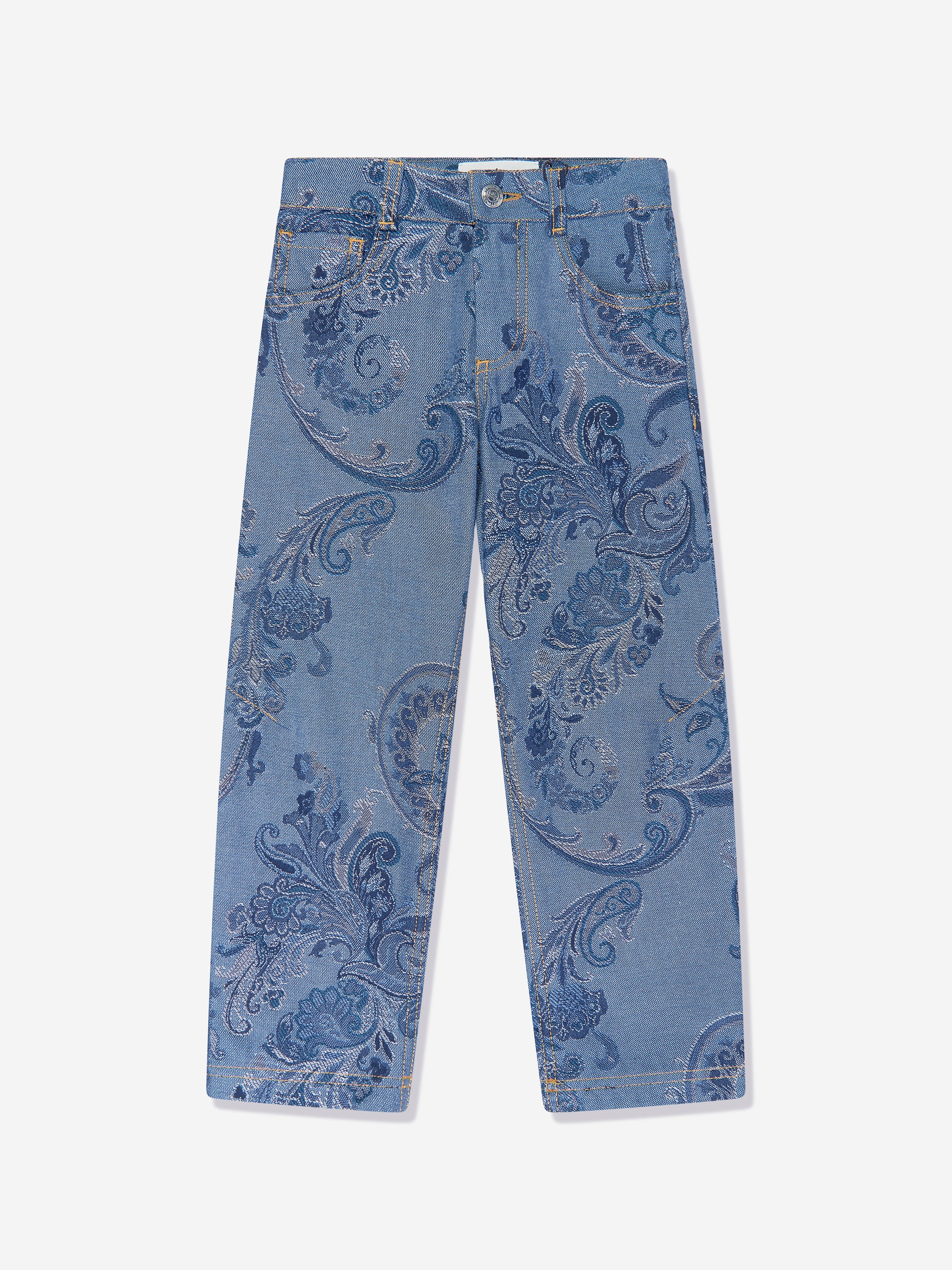 Etro Boys Paisley Jeans in Blue