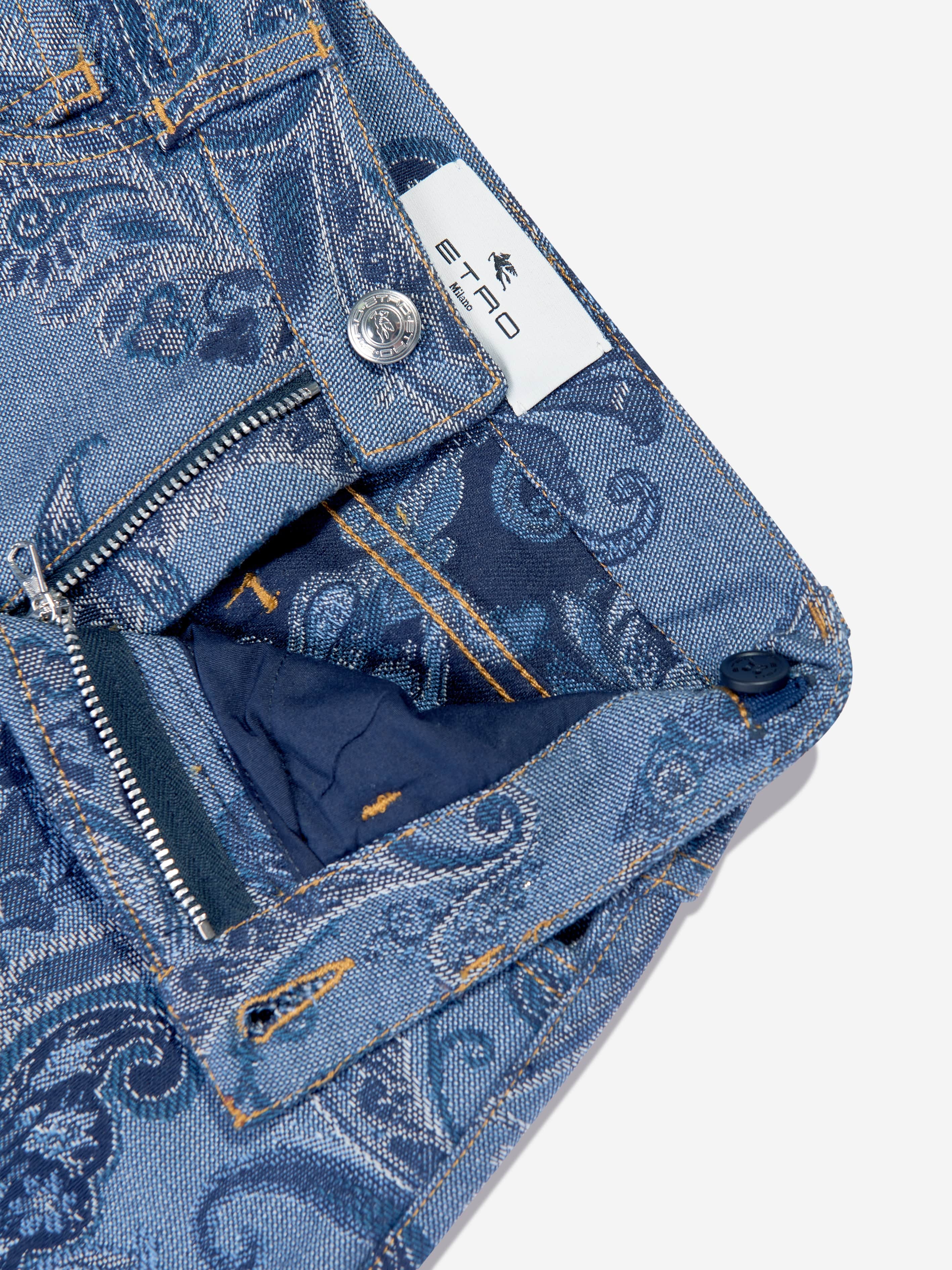 Etro Boys Paisley Jeans in Blue