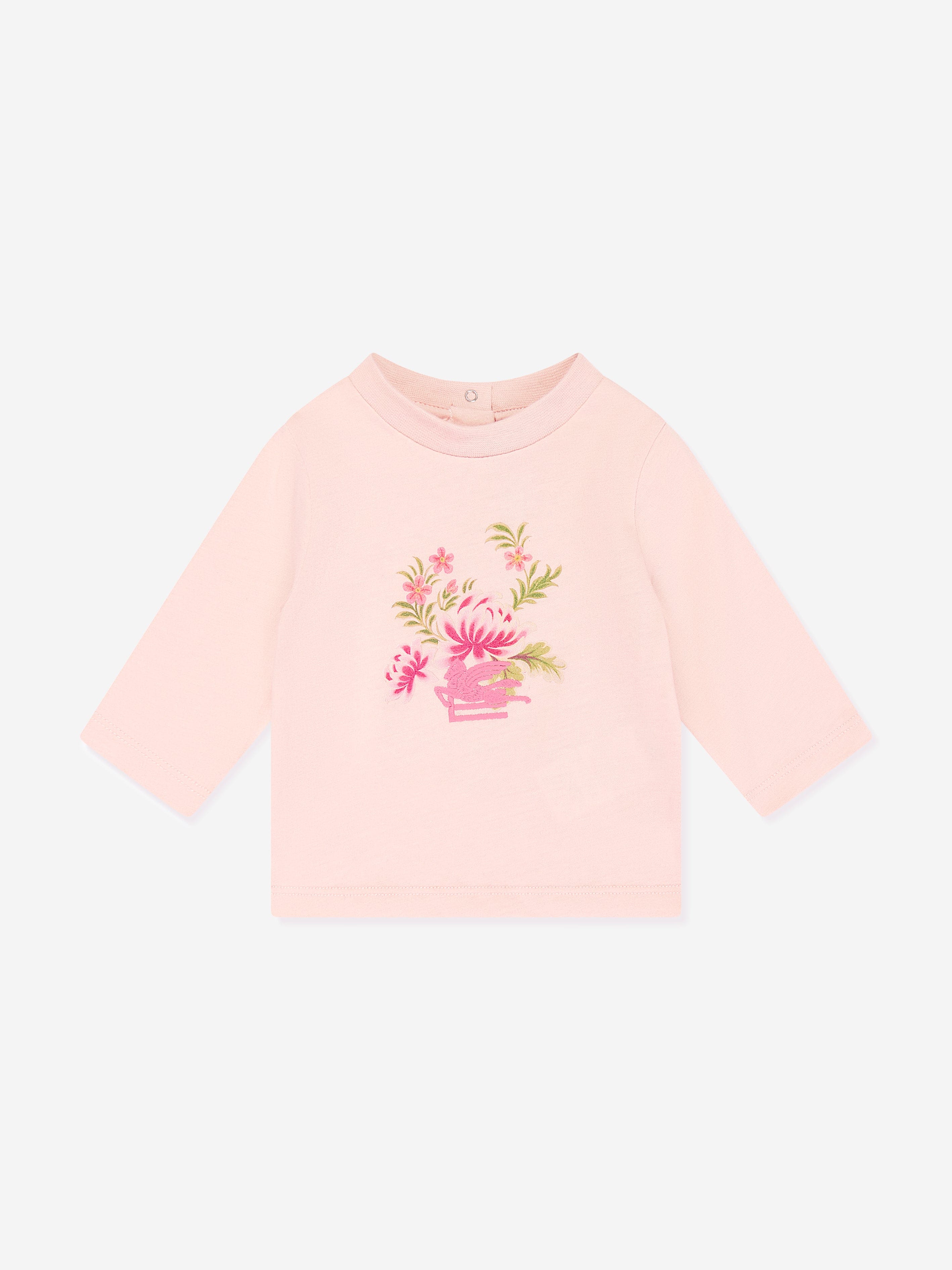 Etro Baby Girls Long Sleeve Logo T-Shirt in Pink