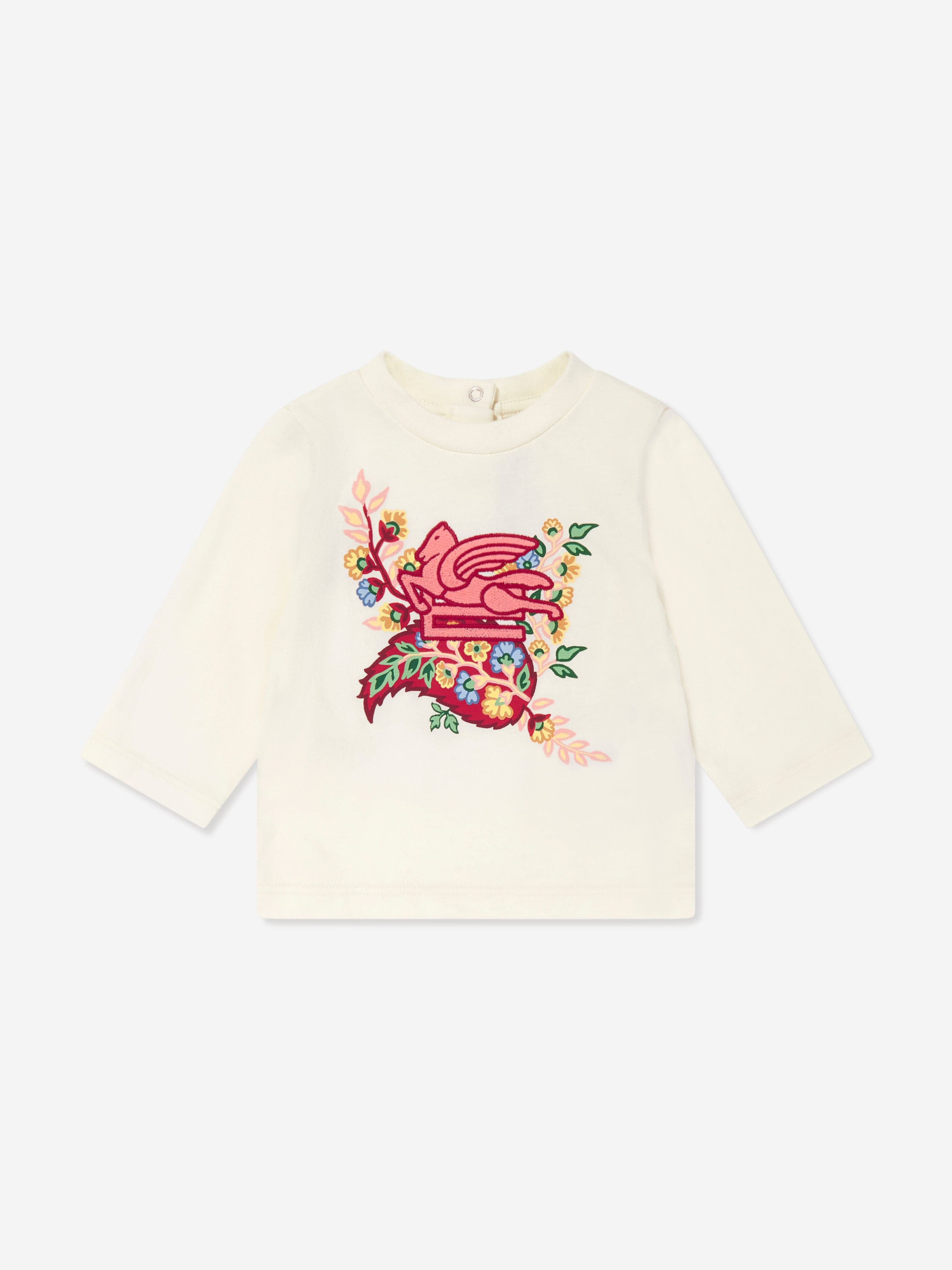 Etro Baby Girls Long Sleeve Logo T-Shirt in Ivory