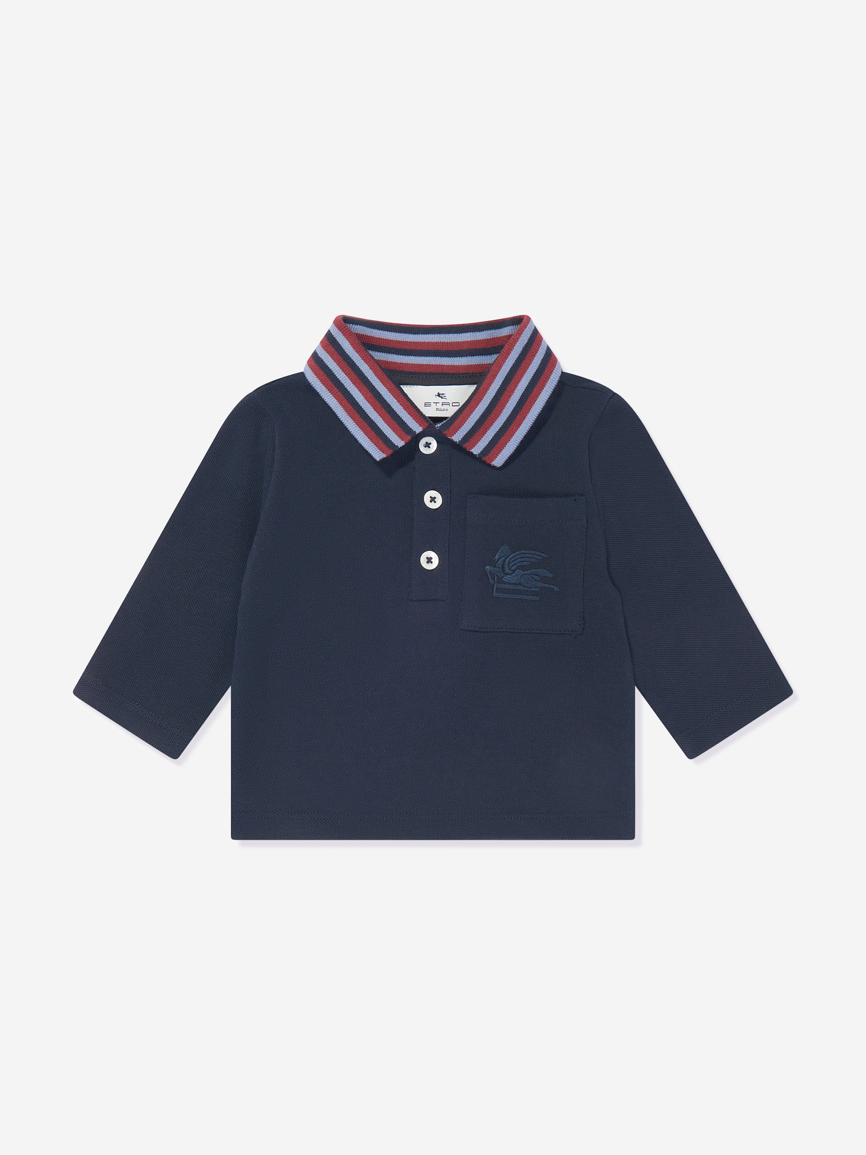 Etro Baby Boys Long Sleeve Polo Shirt in Navy