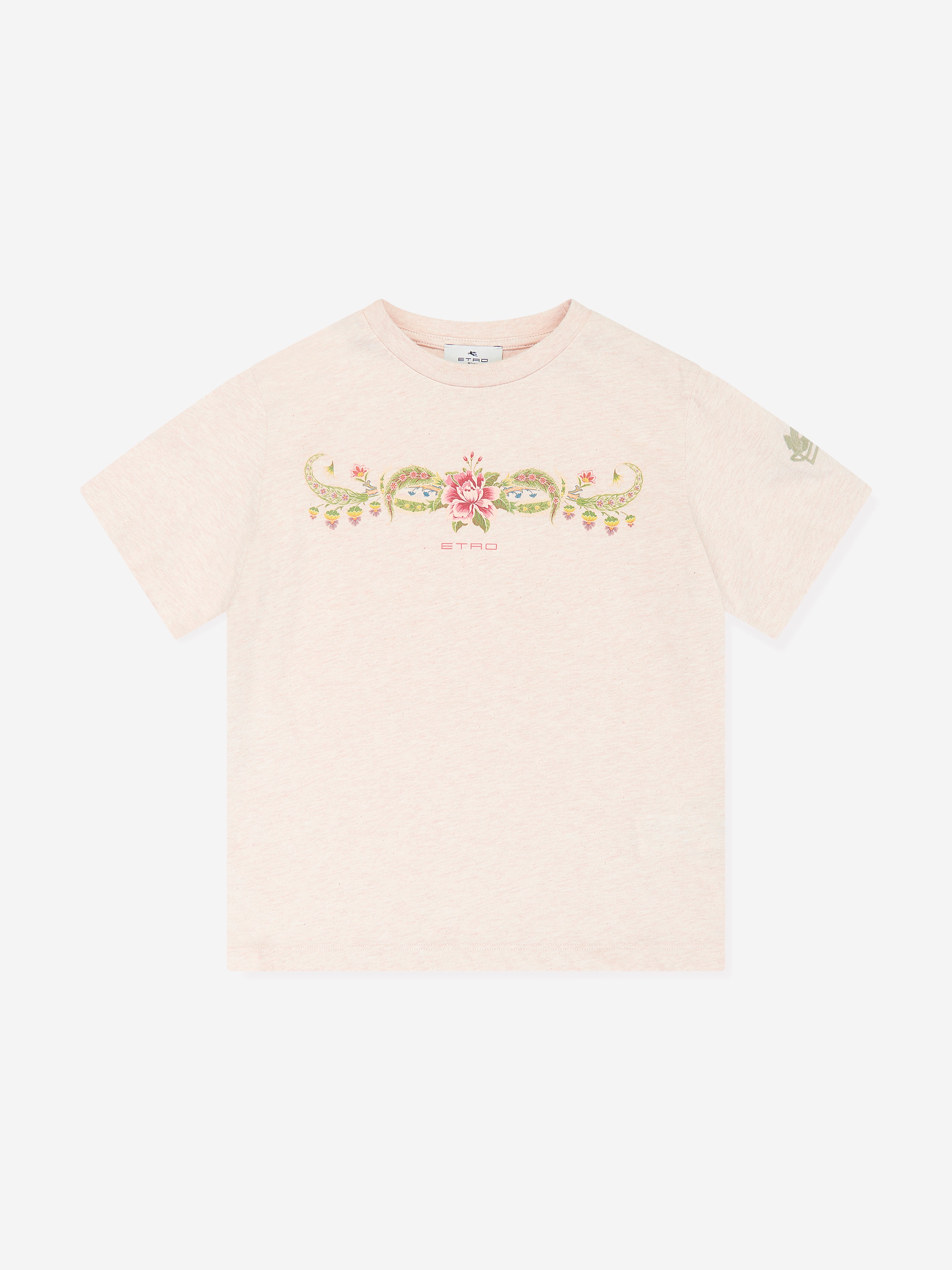 Etro Girls Floral Logo T-Shirt in Beige