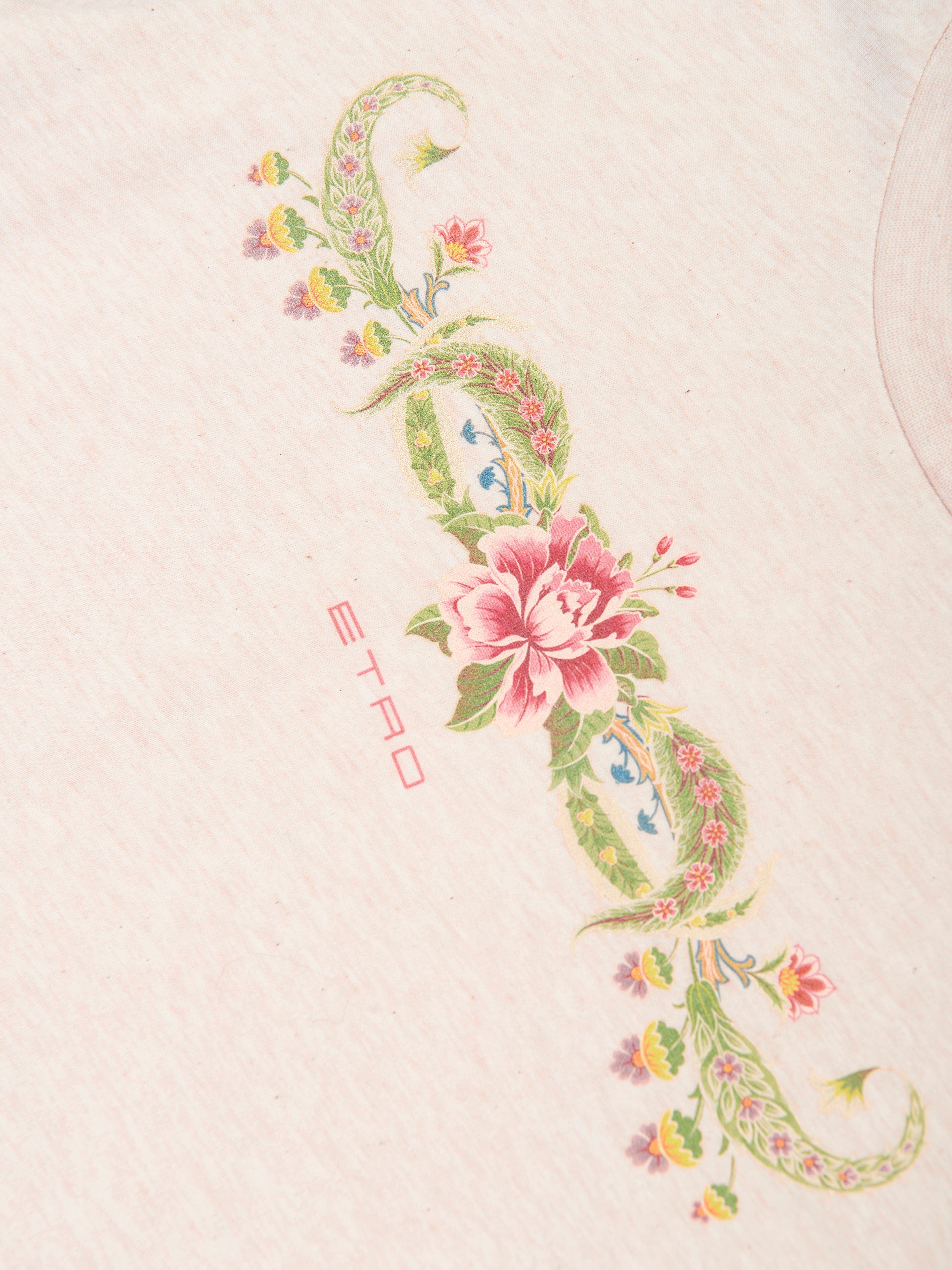 Etro Girls Floral Logo T-Shirt in Beige