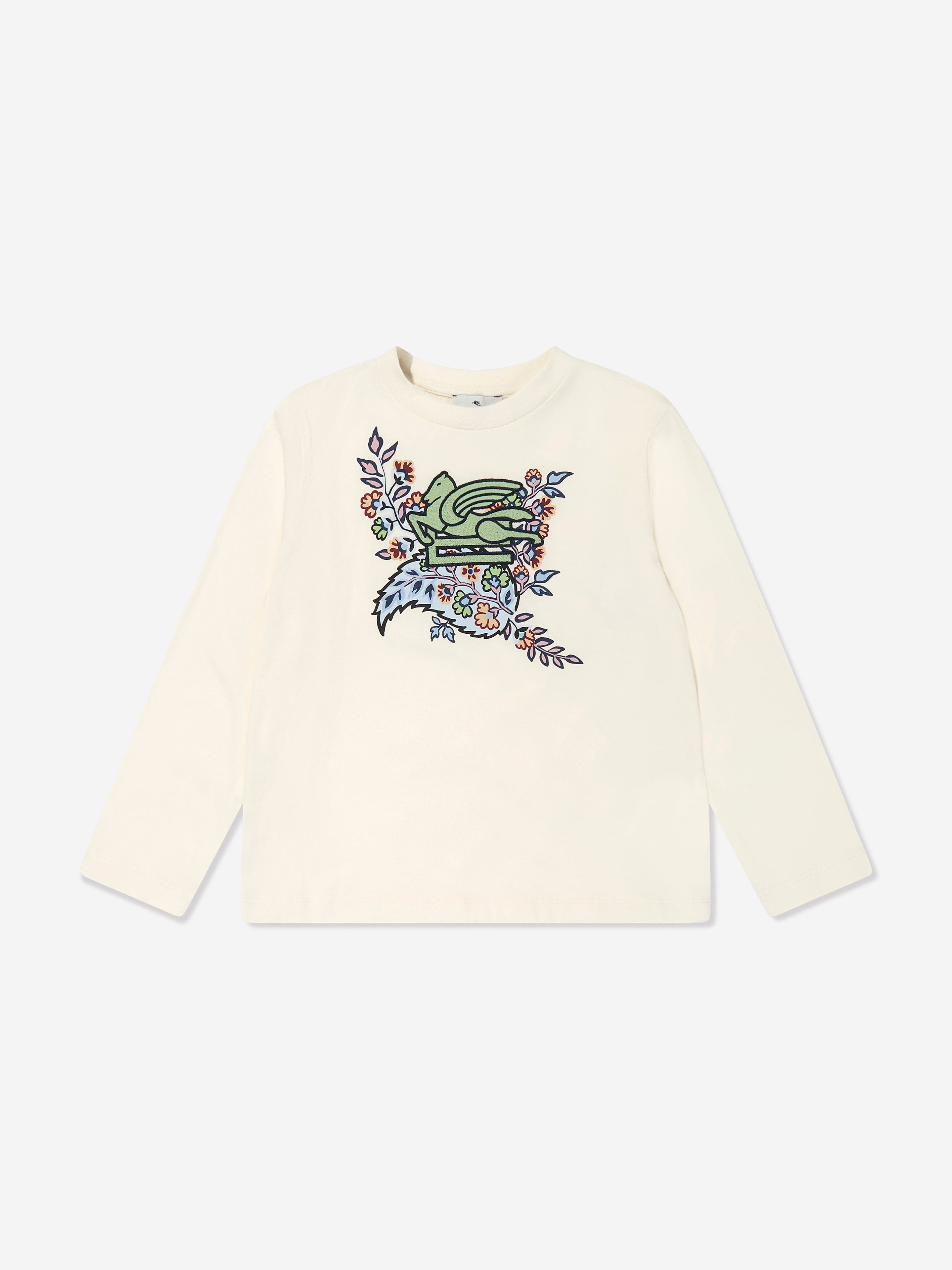 Etro Girls Long Sleeve Pegaso T-Shirt in Ivory