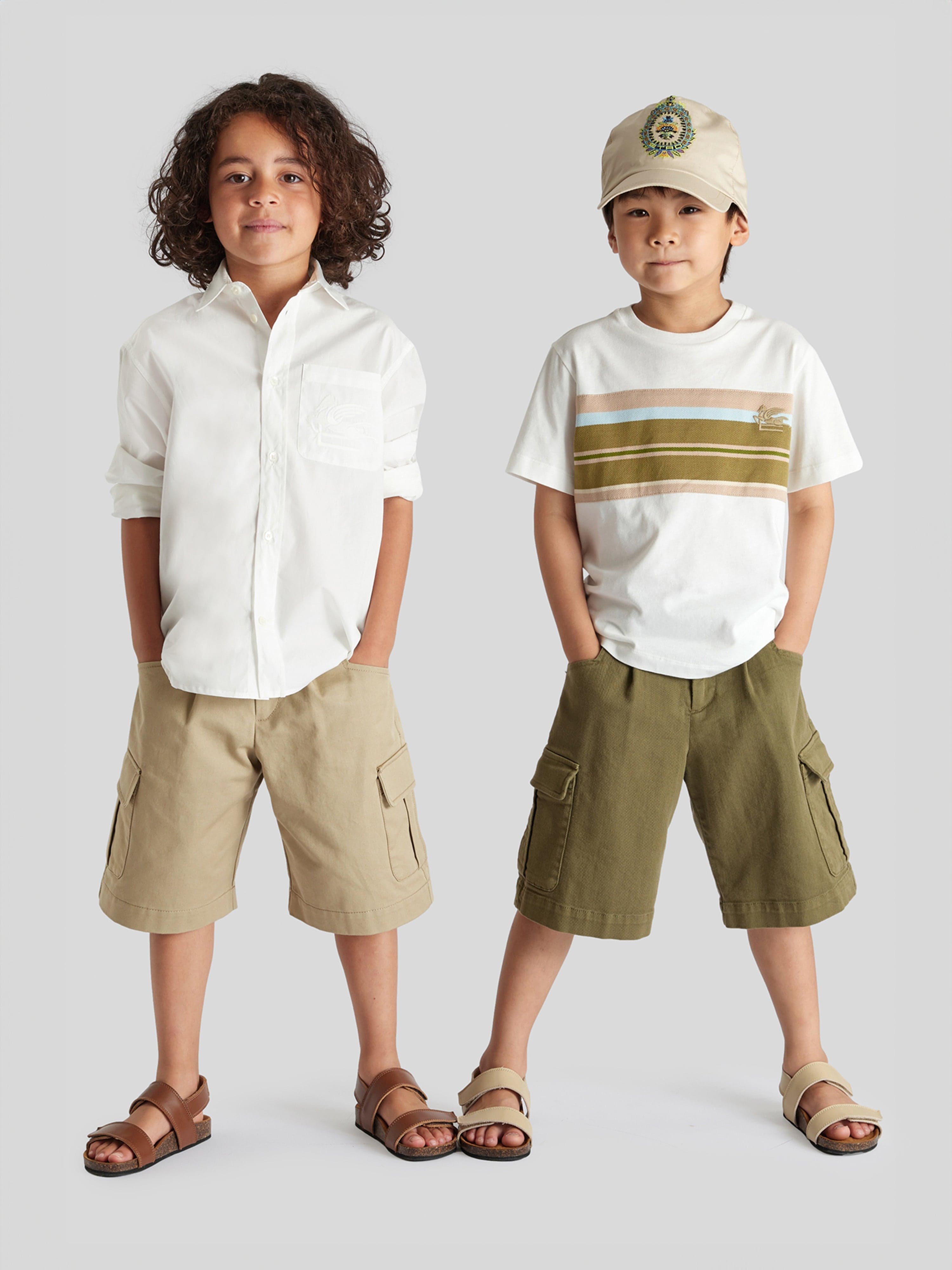 Etro Boys Cargo Shorts in Green